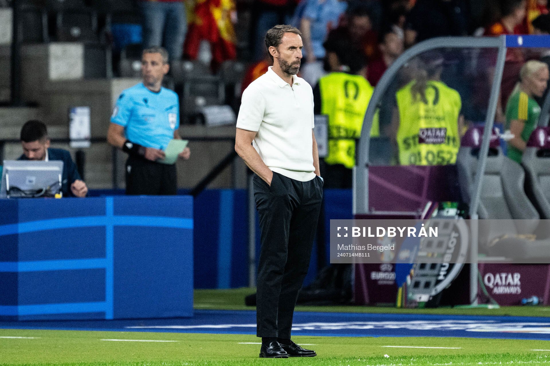 Head coach Gareth Southgate of England looks dejected