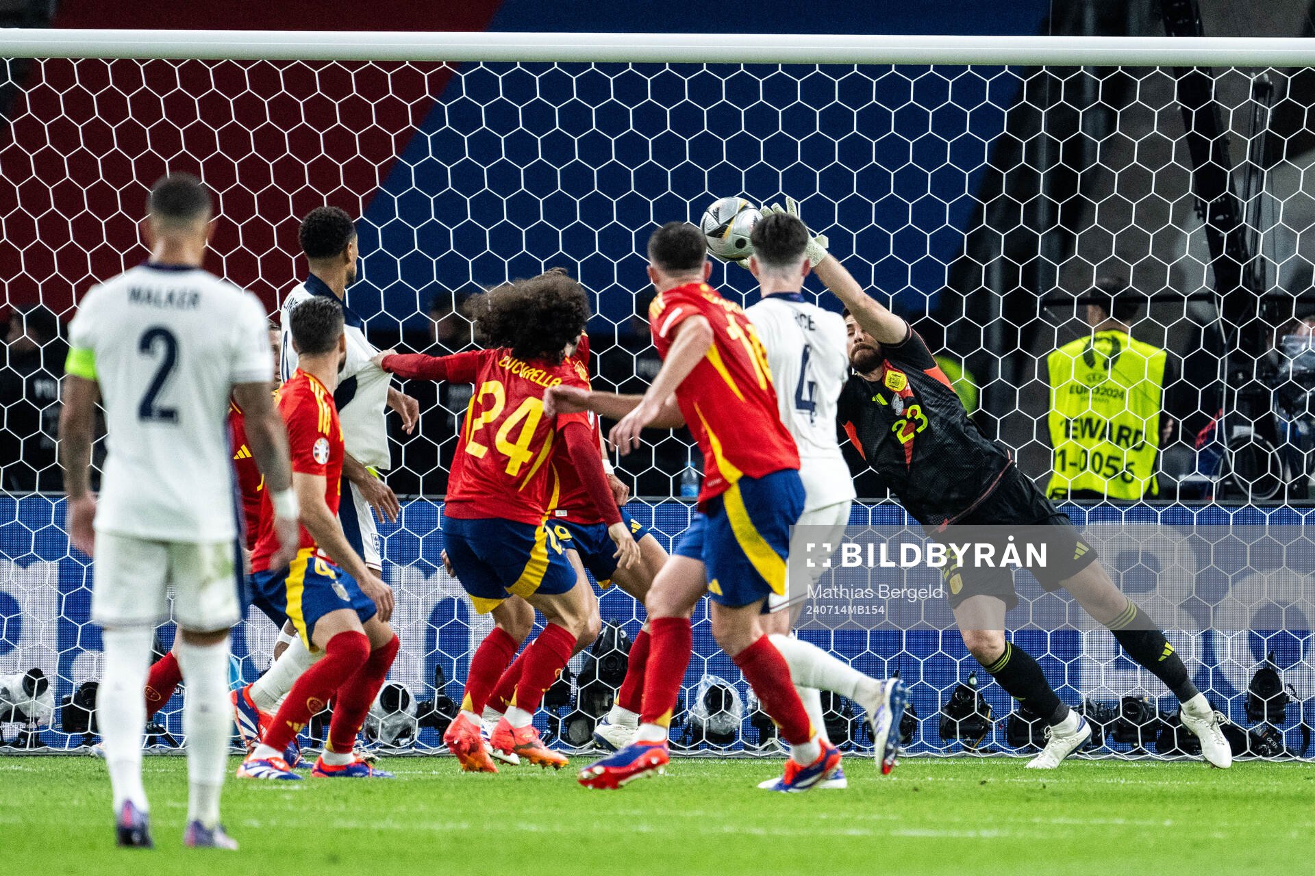 Goalkeeper Unai Simon Mendibil of Spain during the UEFA Euro 2024 Football Championship final between Spain and England on July 14, 2024 in Berlin.