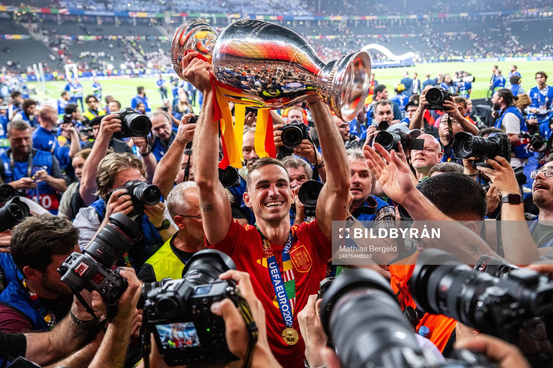 Fabian Ruiz Pena of Spain celebrates with the trophy