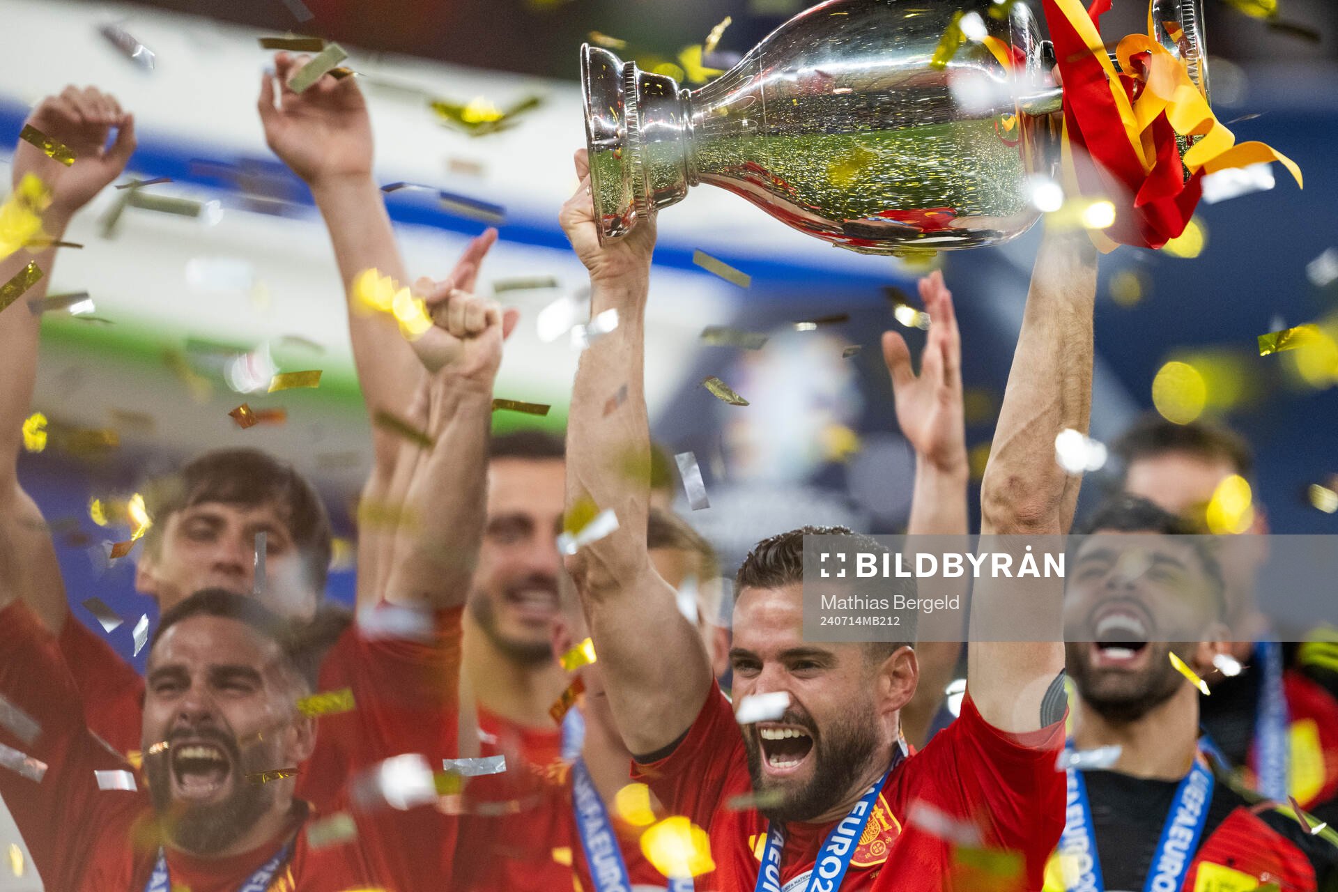 Nacho of Spain celebrates with the trophy