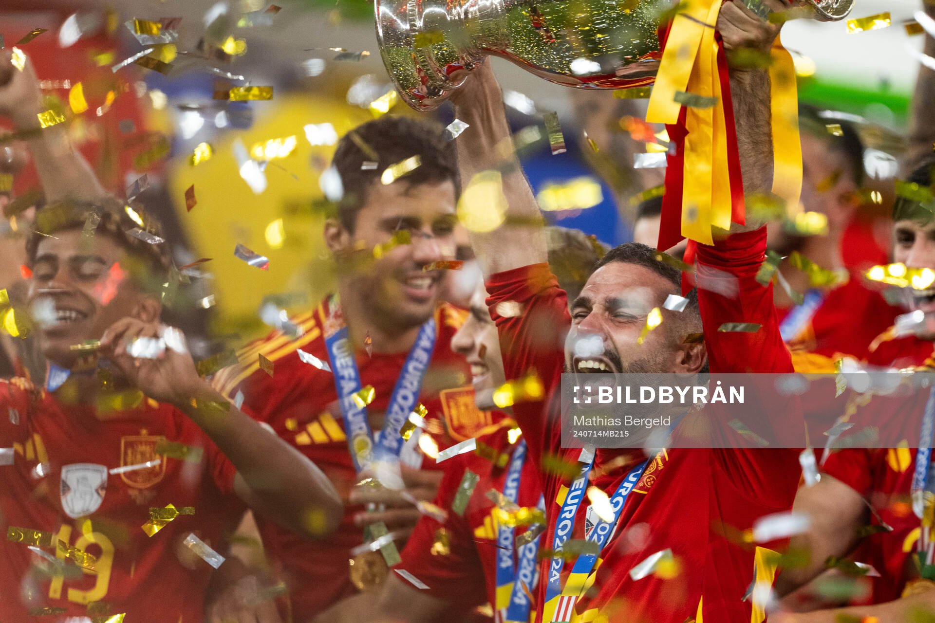 Daniel Carvajal of Spain celebrates with the trophy