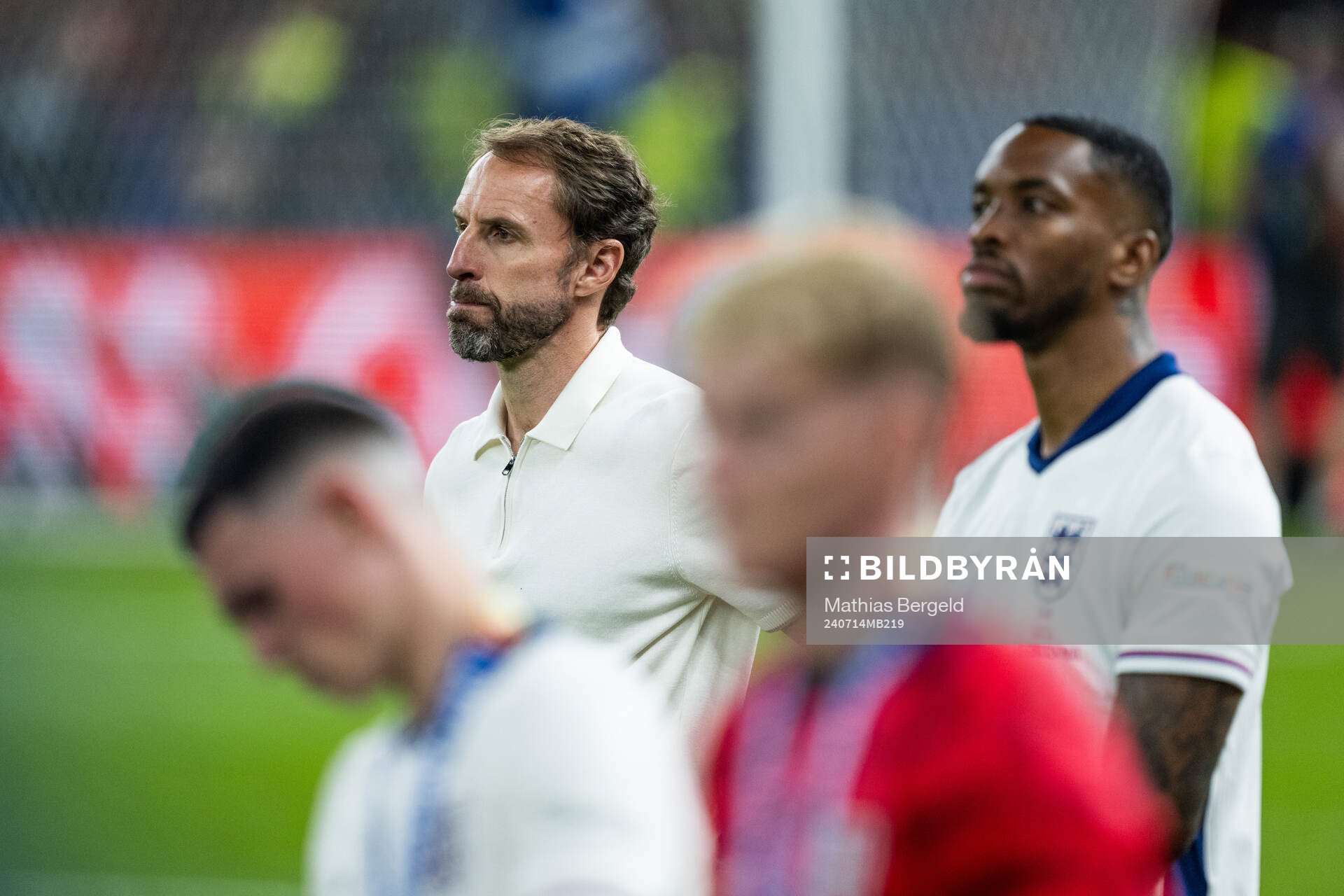 Head coach Gareth Southgate of England looks dejected