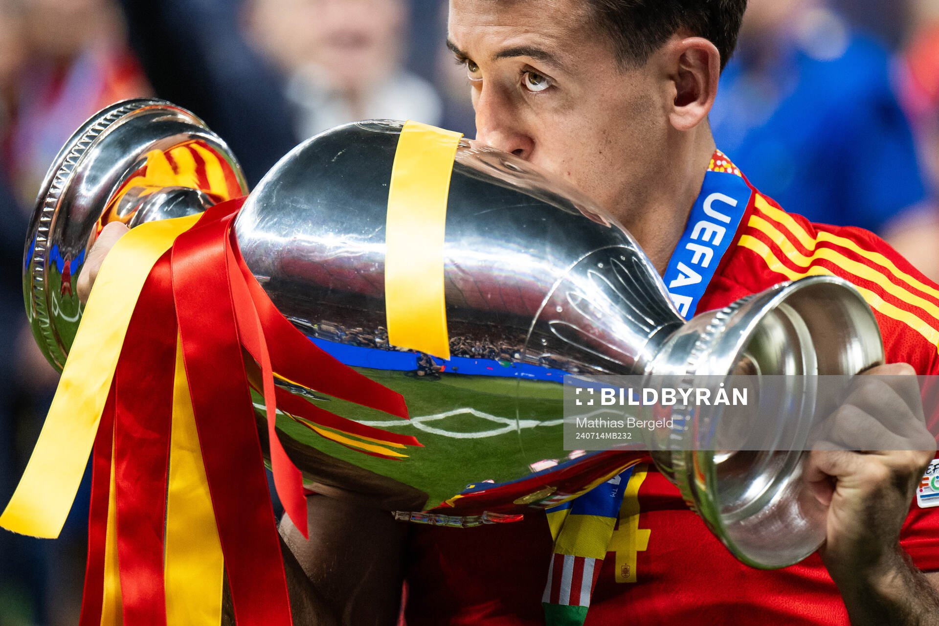 Mikel Oyarzabal of Spain celebrates with the trophy