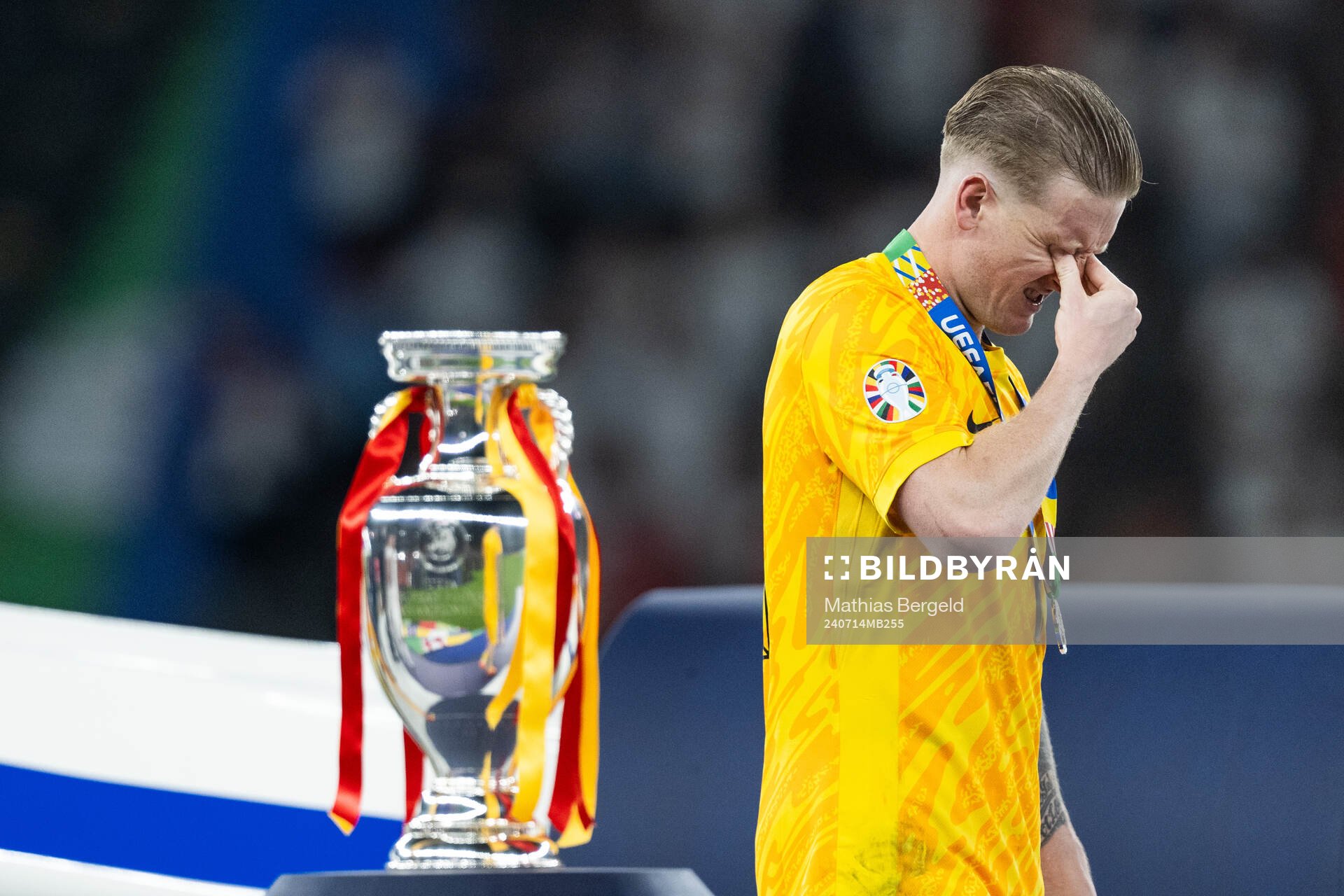 Goalkeeper Jordan Pickford of England looks dejected as he