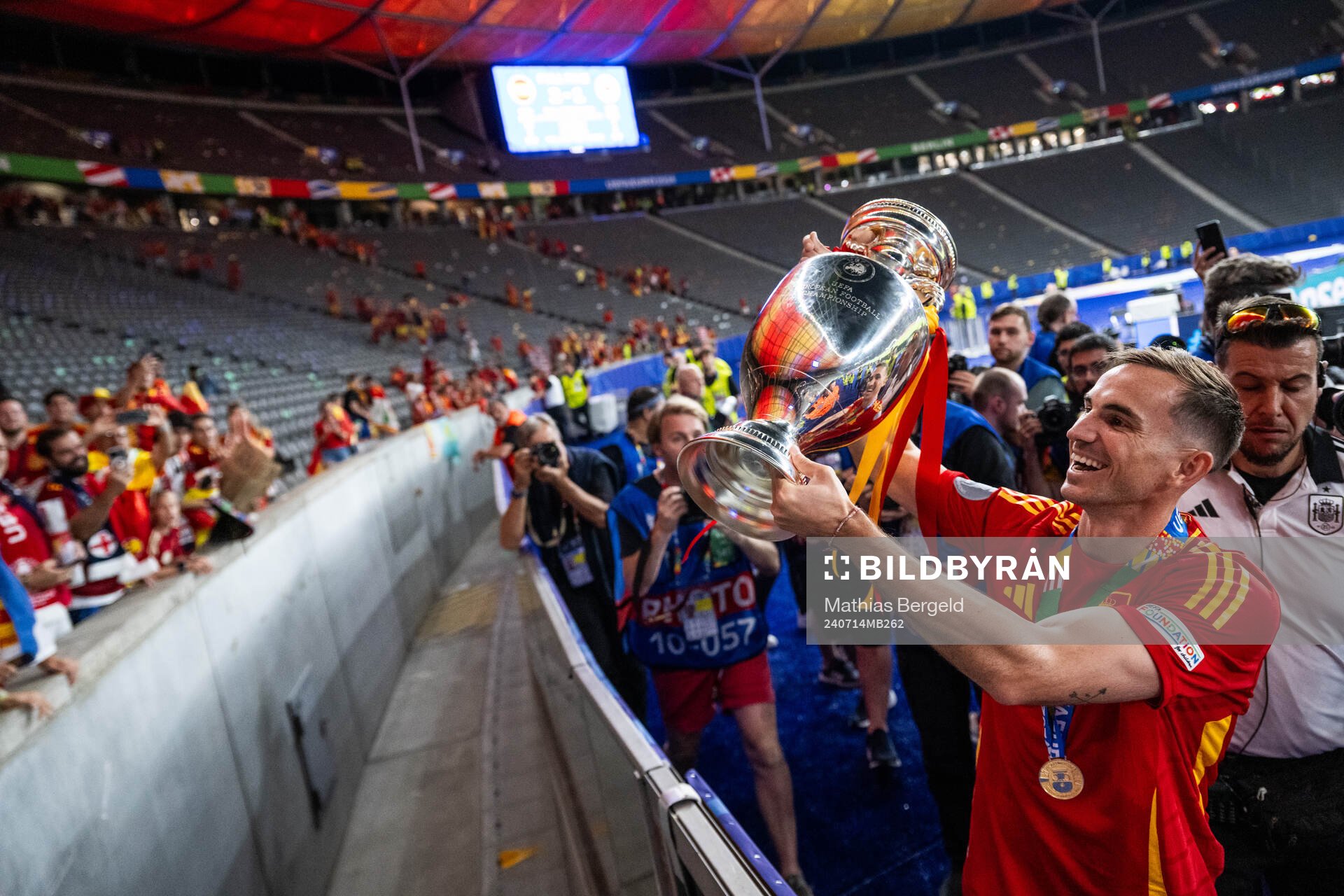 Fabian Ruiz Pena of Spain celebrates with the trophy