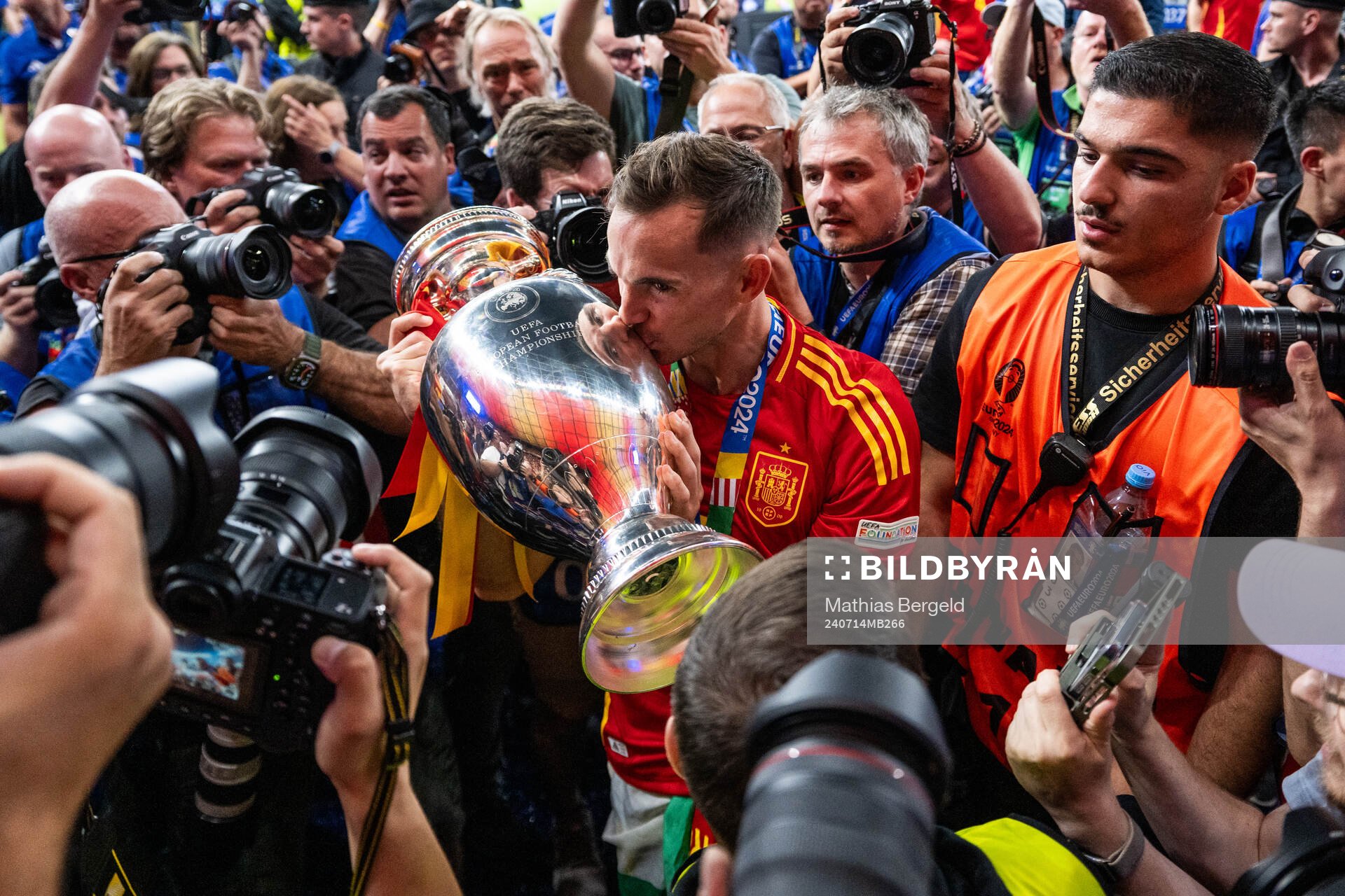 Fabian Ruiz Pena of Spain celebrates with the trophy