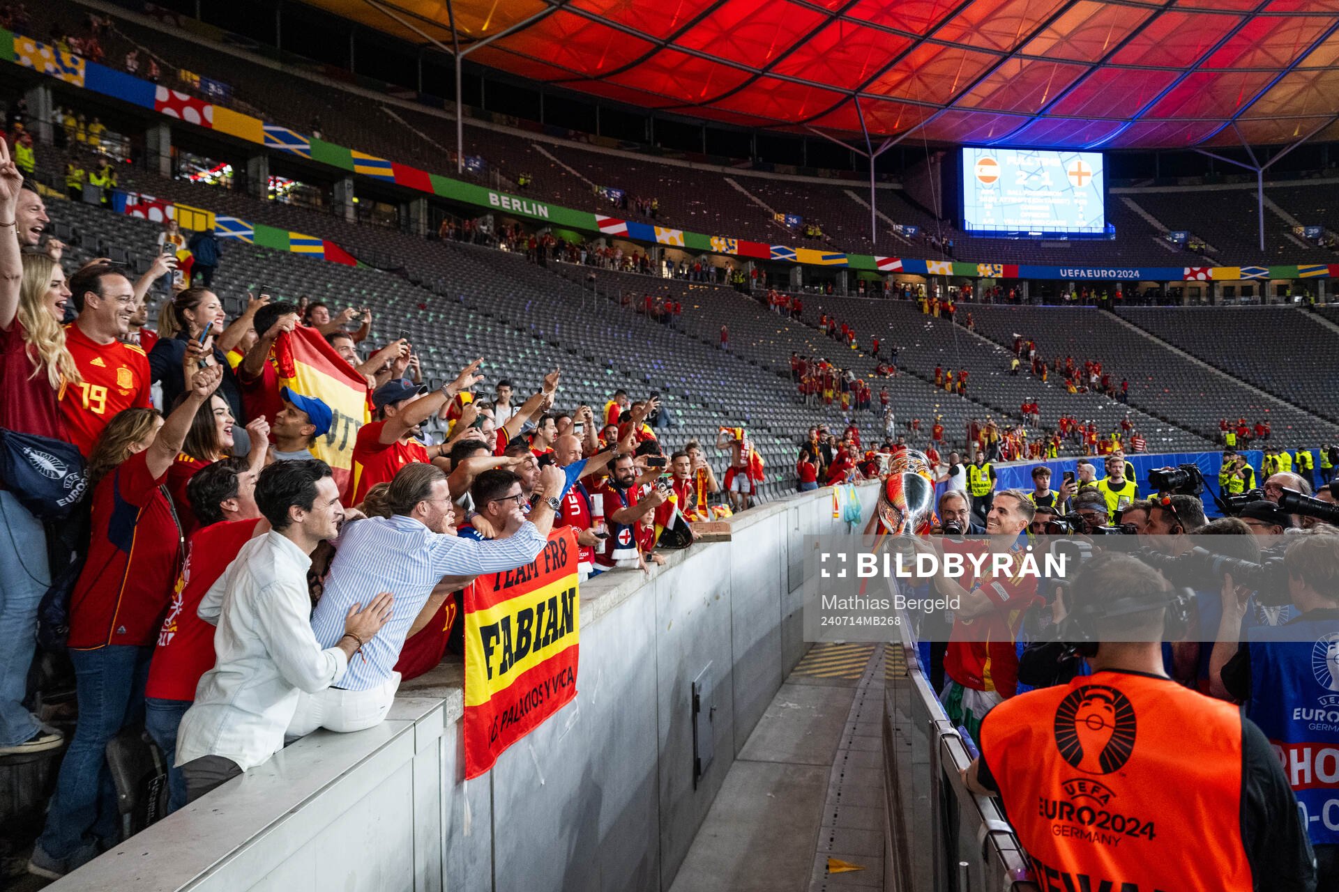 Fabian Ruiz Pena of Spain celebrates with the trophy
