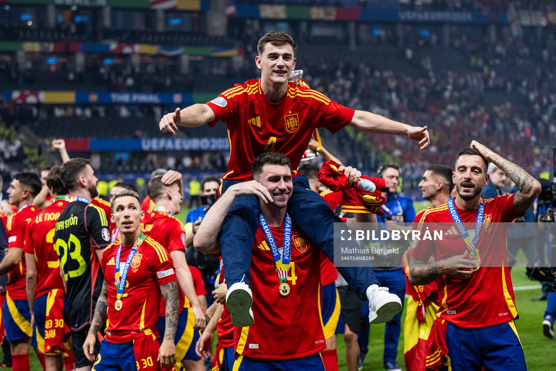 Aymeric Laporte of Spain celebrates
