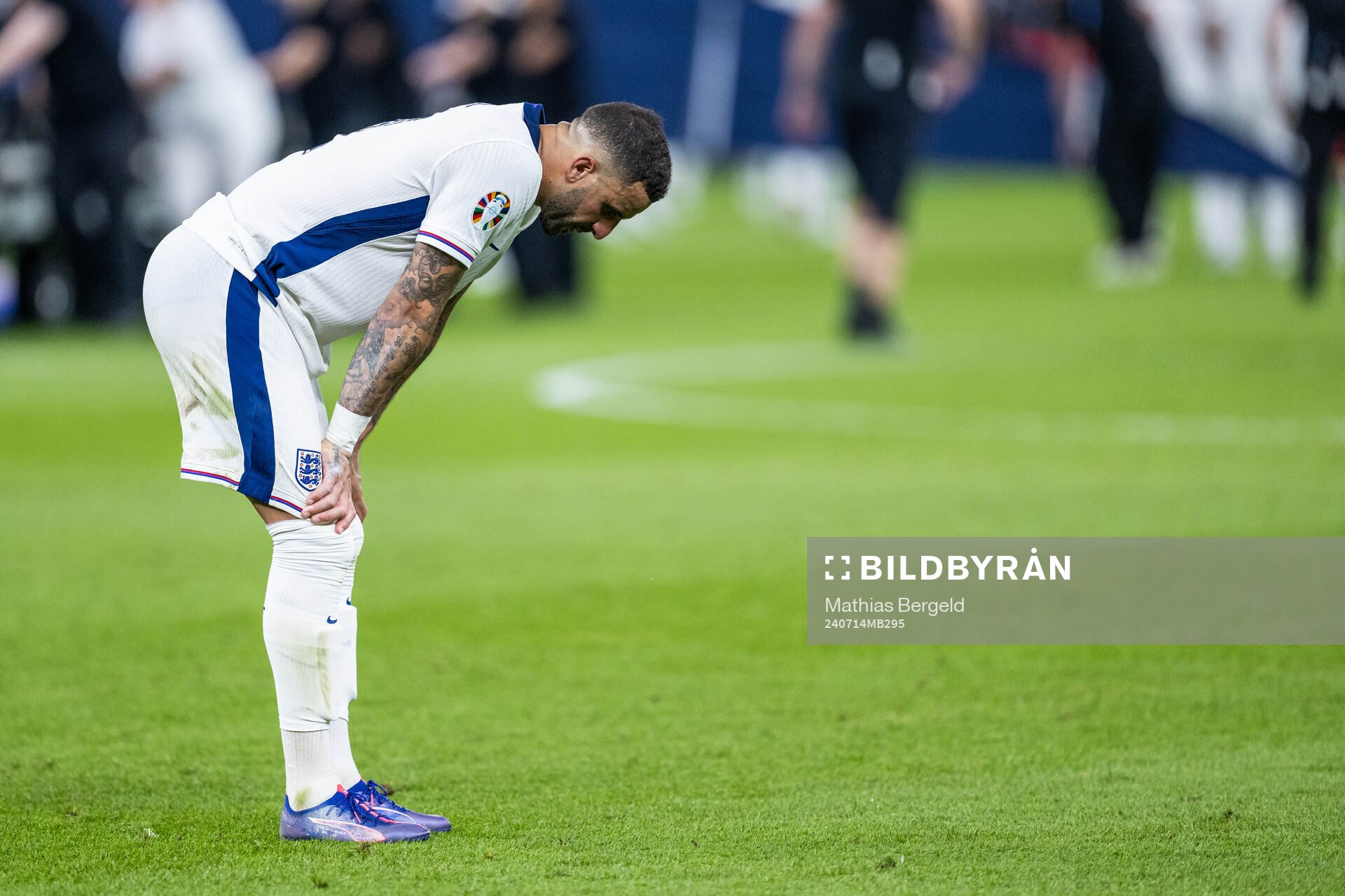 Kyle Walker of England looks dejected
