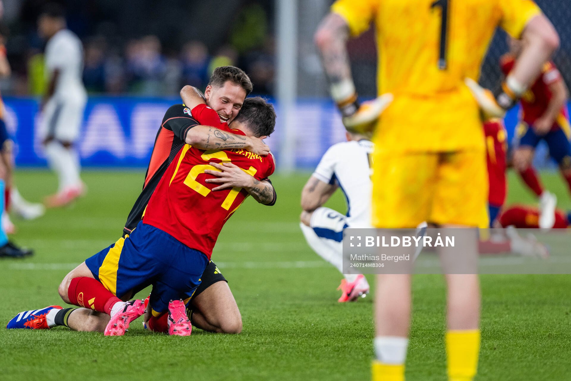 Goalkeeper Alejandro Remiro and Mikel Oyarzabal of Spain