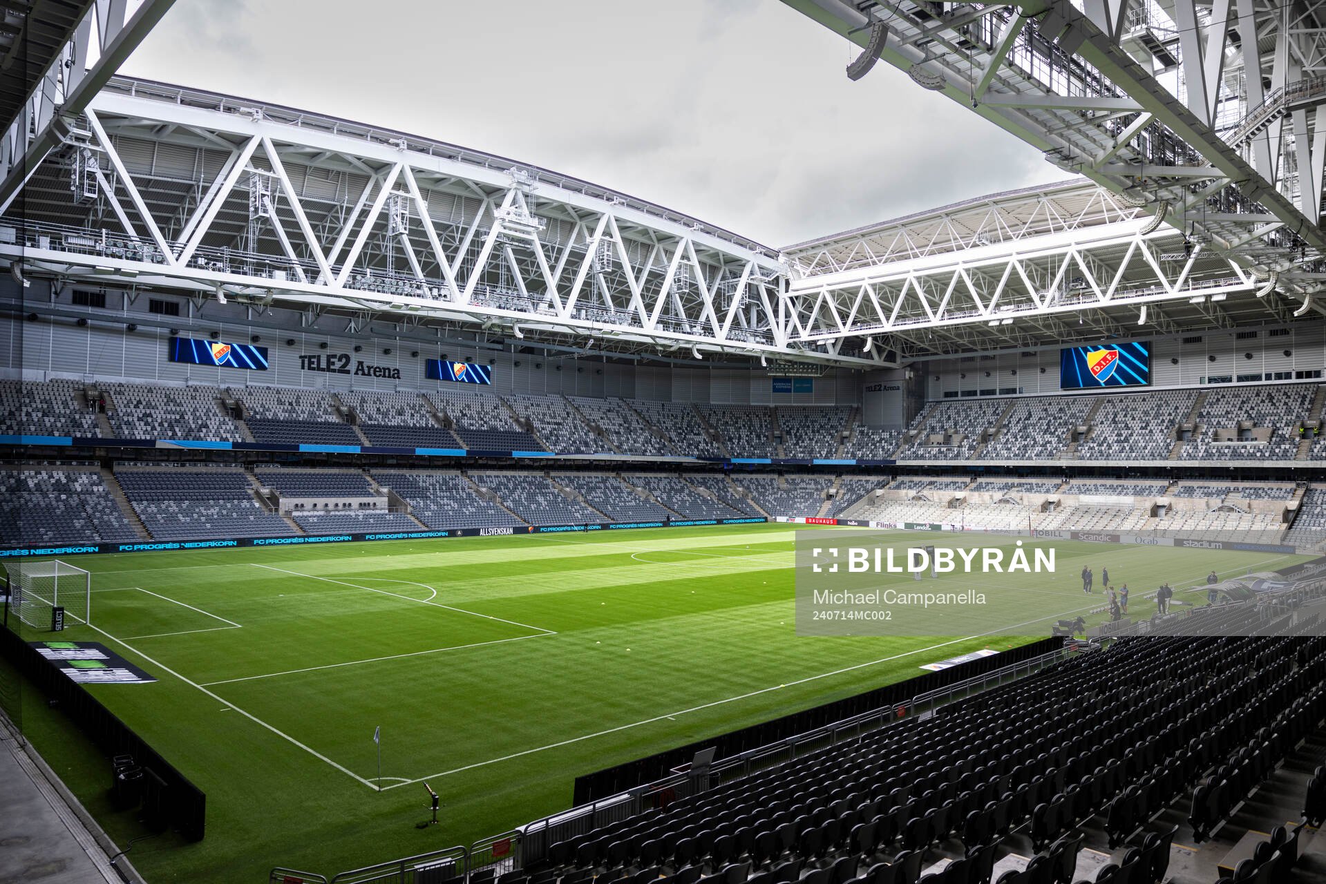 Generell vy på Tele2 Arena innan fotbollsmatchen i
