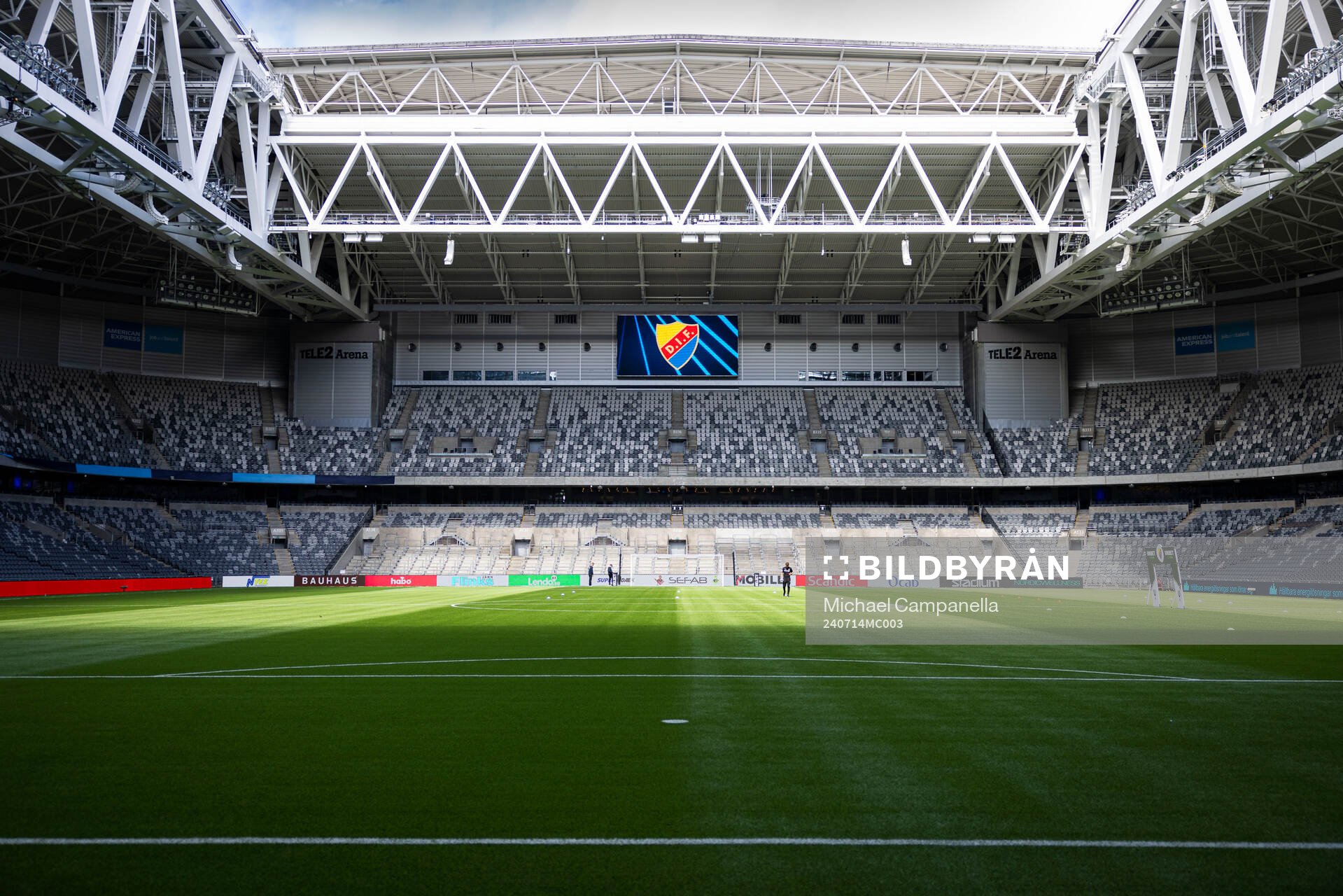 Generell vy på Tele2 Arena innan fotbollsmatchen i