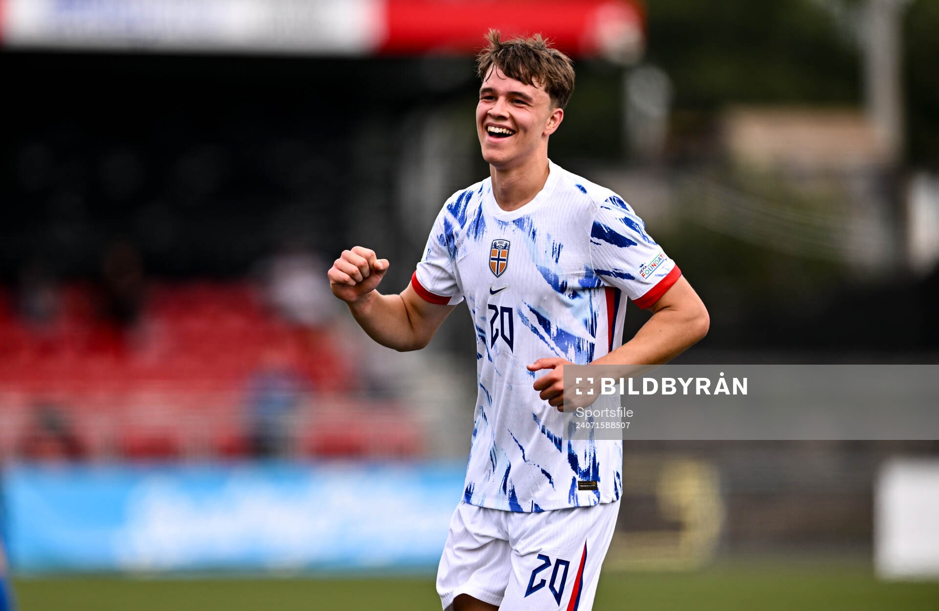 Daniel Braut of Norway celebrates