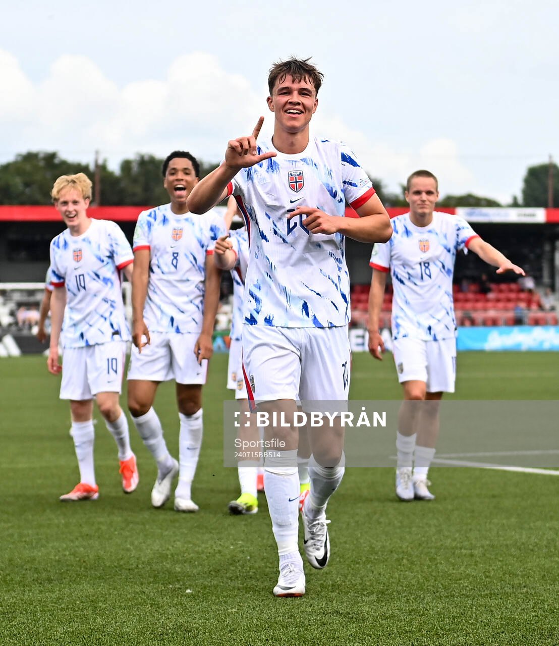 Daniel Braut of Norway celebrates
