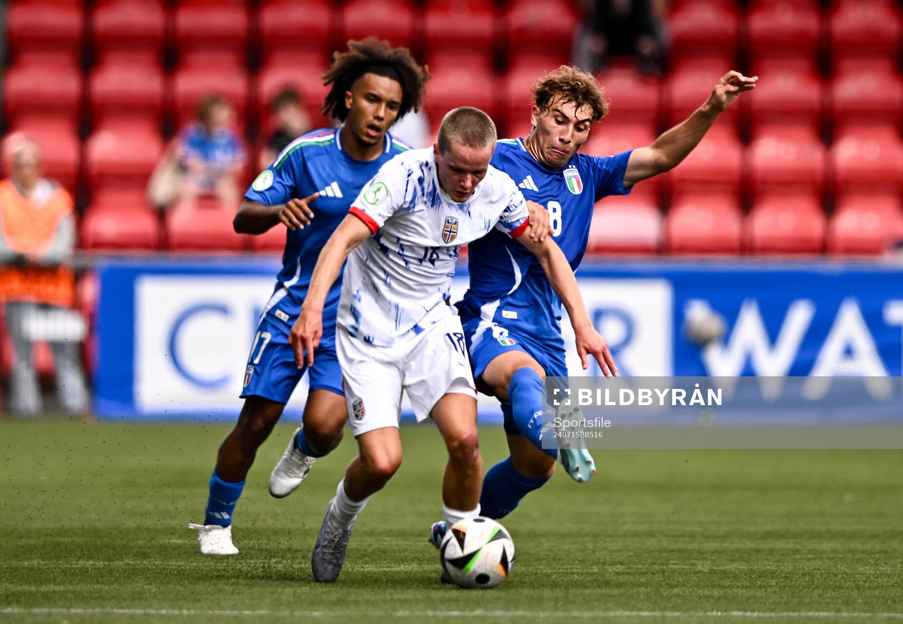 Mats Pedersen of Norway in action against Luca Di Maggio of