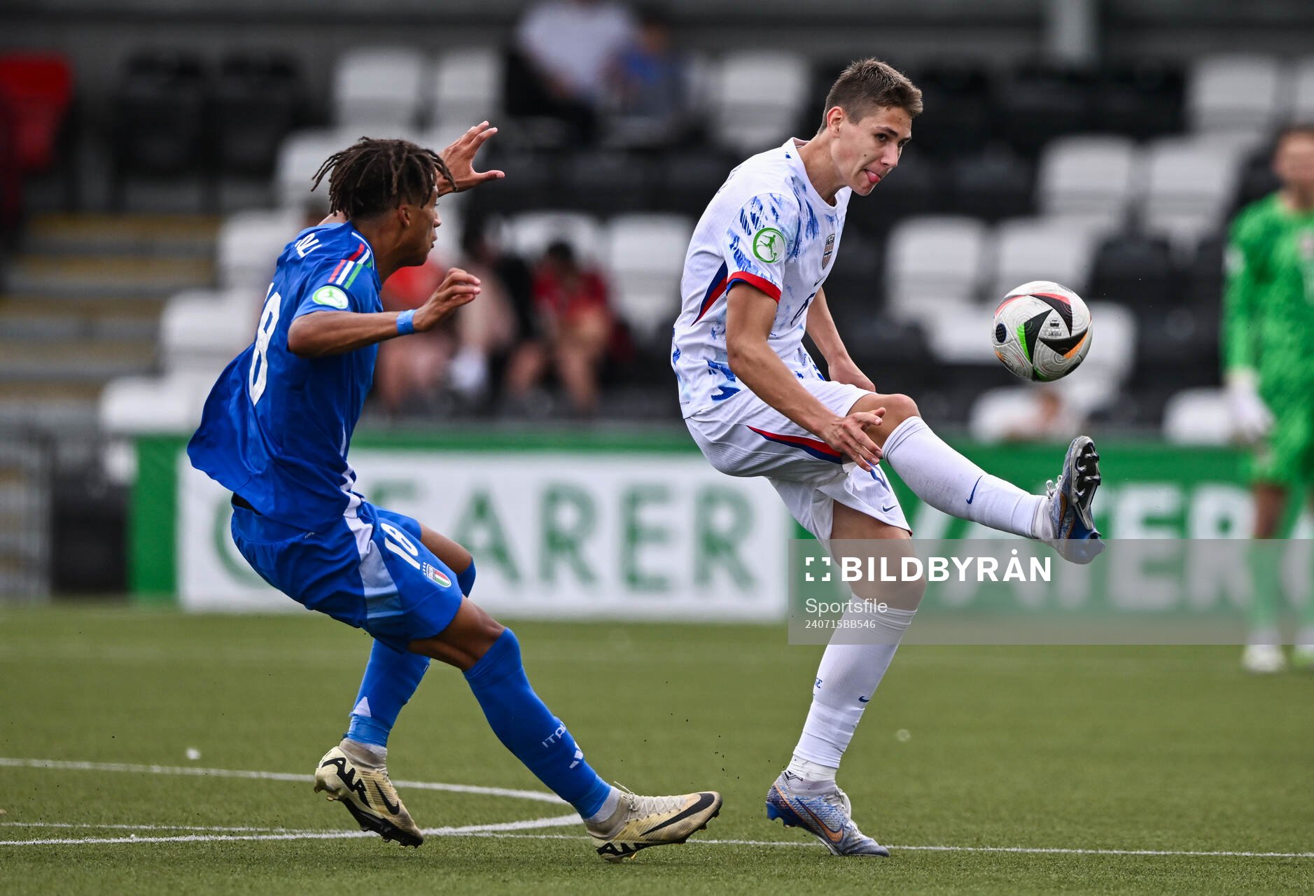 Eivind Helland of Norway in action against Kevin Zeroli of