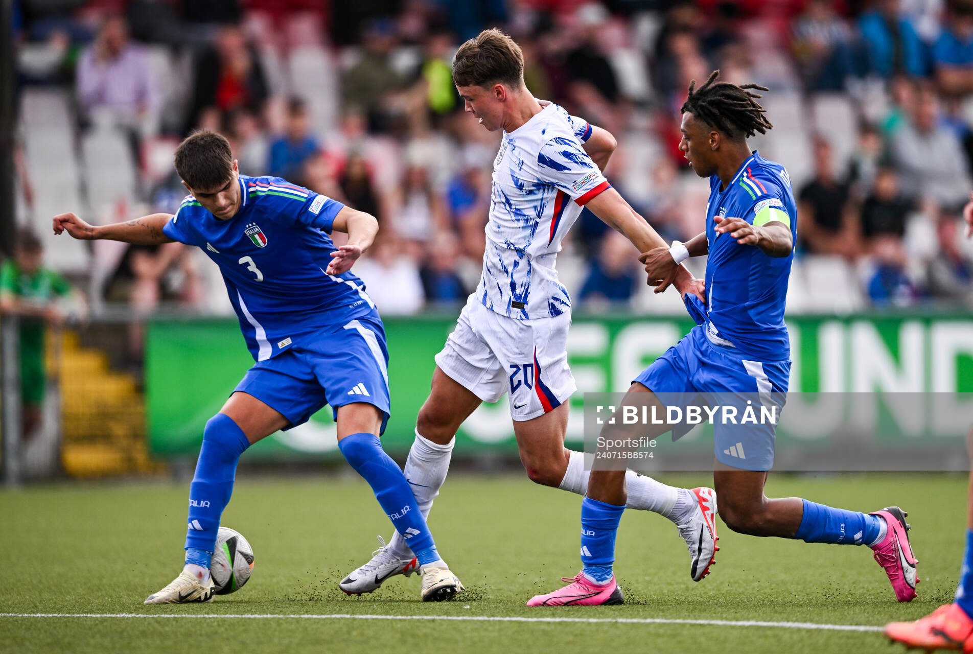 Daniel Braut of Norway in action against Davide Bartesaghi,
