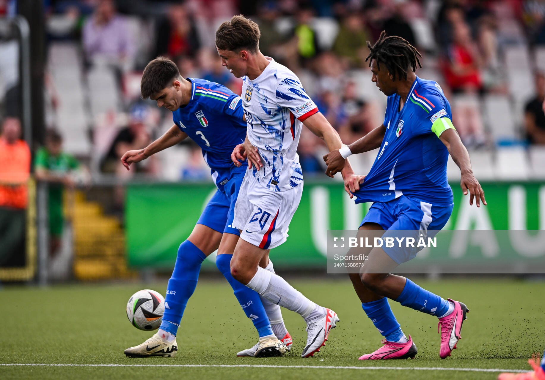 Daniel Braut of Norway in action against Davide Bartesaghi,