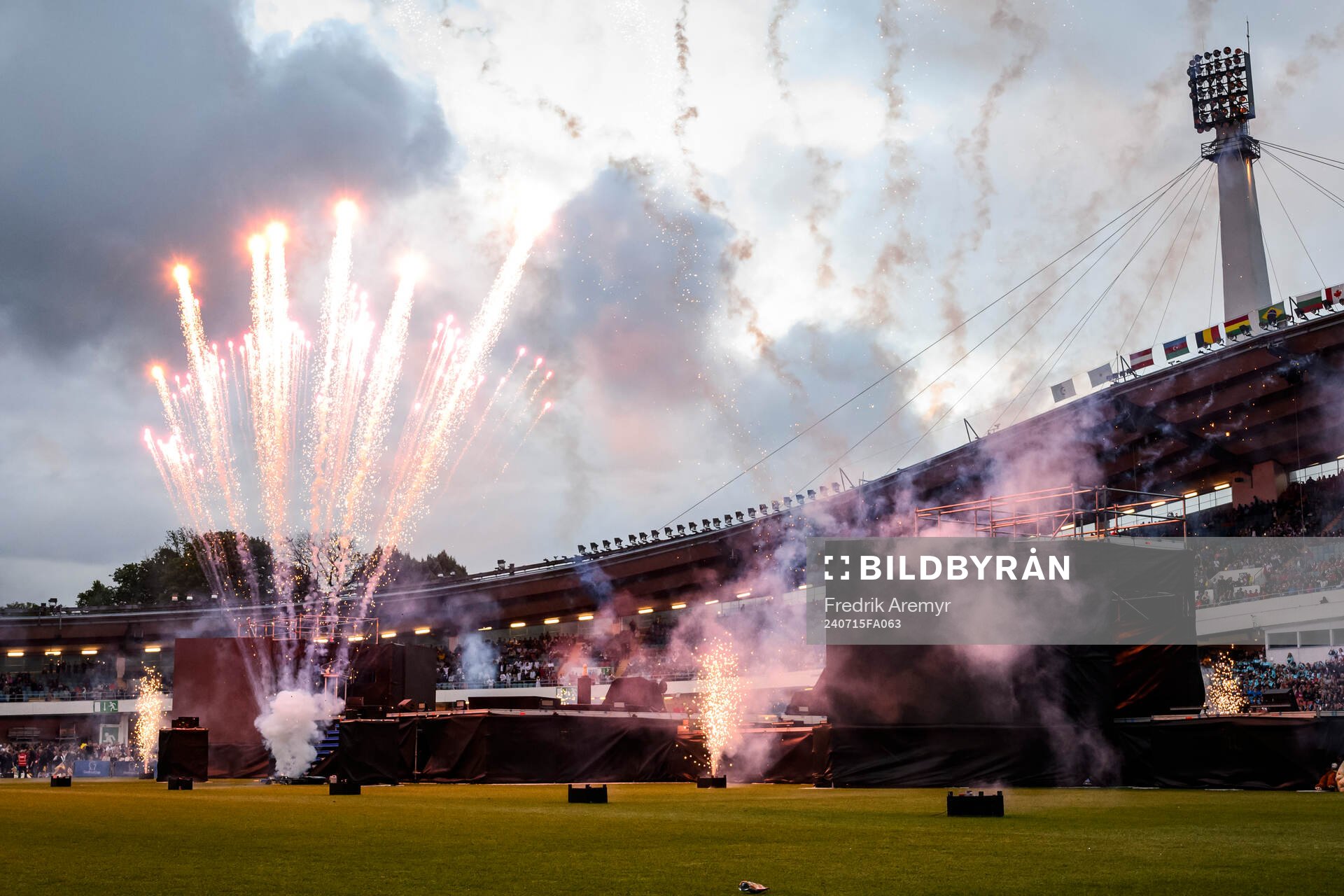 Fyrverkeri under invigningen av Gothia Cup den 15 juli 2024 i Göteborg. 