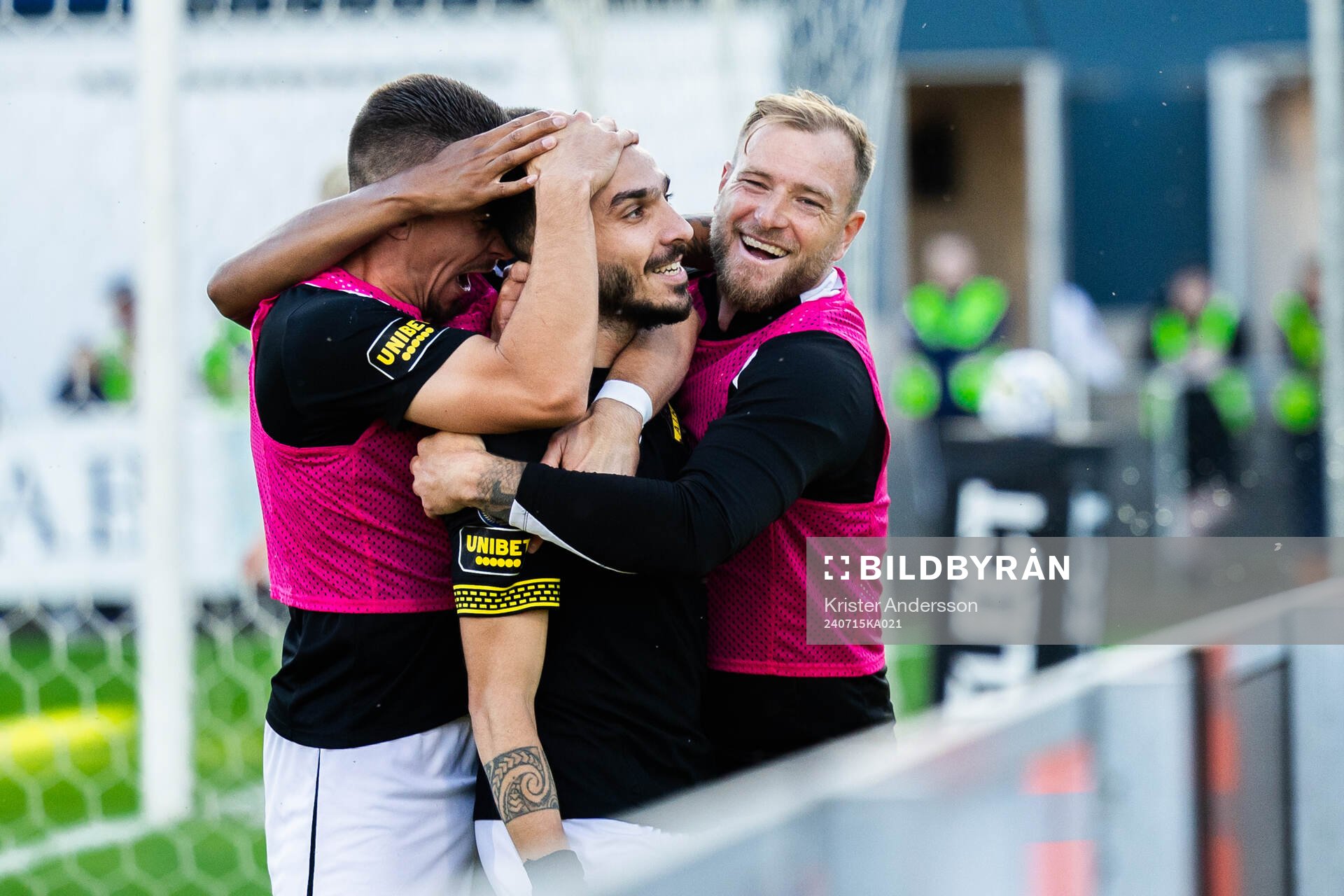 AIKs Ioannis Pittas och John Guidetti jublar