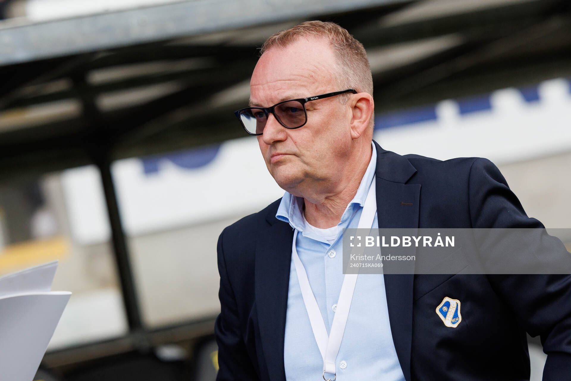 Halmstads ordförande Pelle Nilsson inför fotbollsmatchen i Allsvenskan mellan Halmstad och AIK den 15 juli 2024 i Halmstad. 