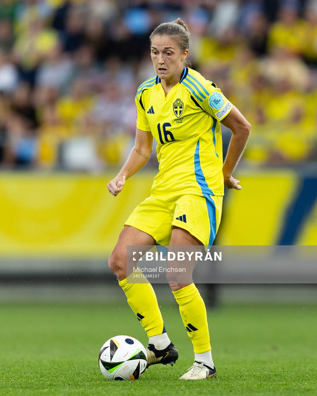 Filippa Angeldahl of Sweden during the UEFA Women's Euro Qualifier football match between Sweden and England on July 16, 2024 in Göteborg.