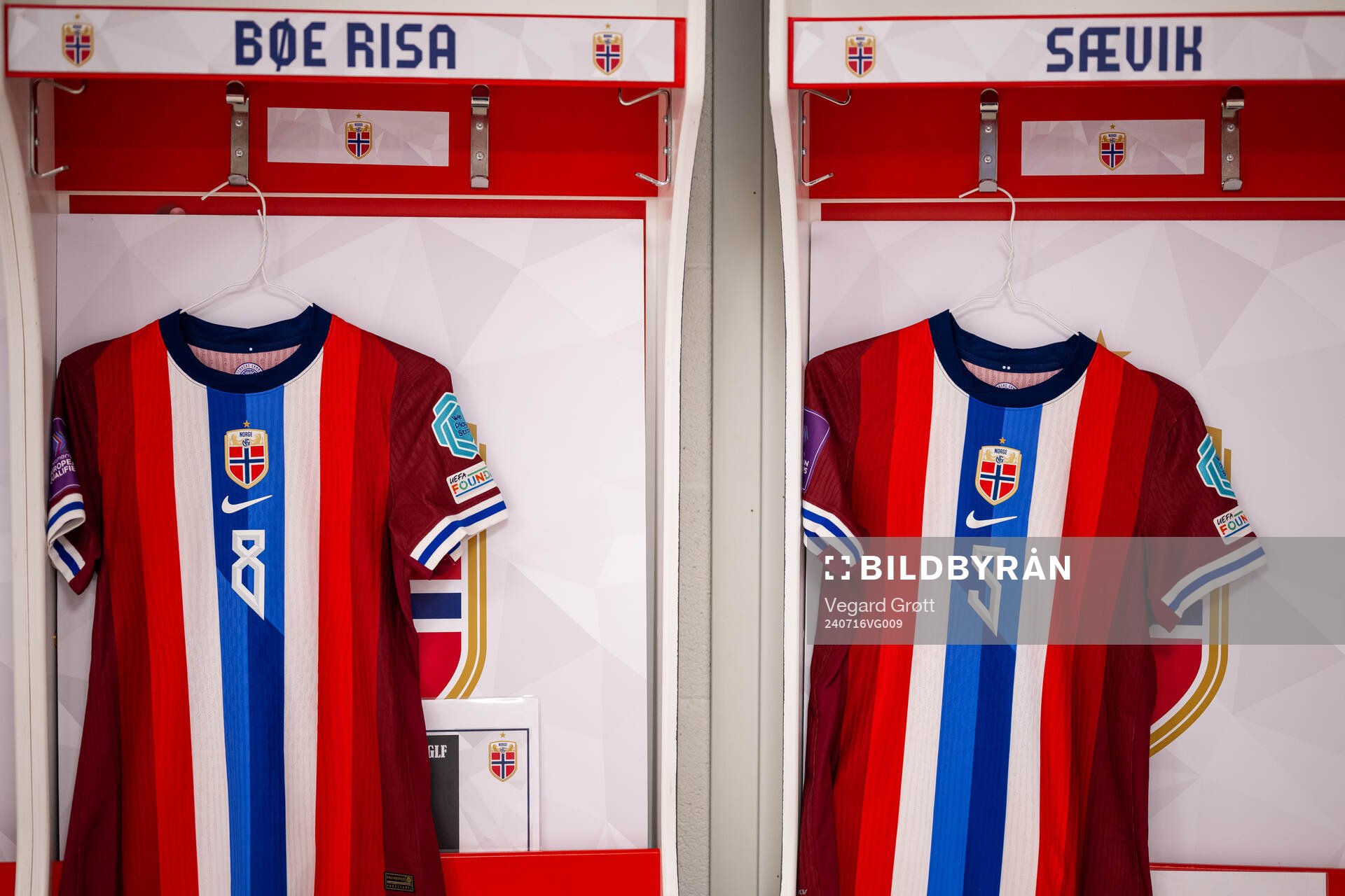 The kits of Vilde Bøe Risa and Karina Sævik of Norway in