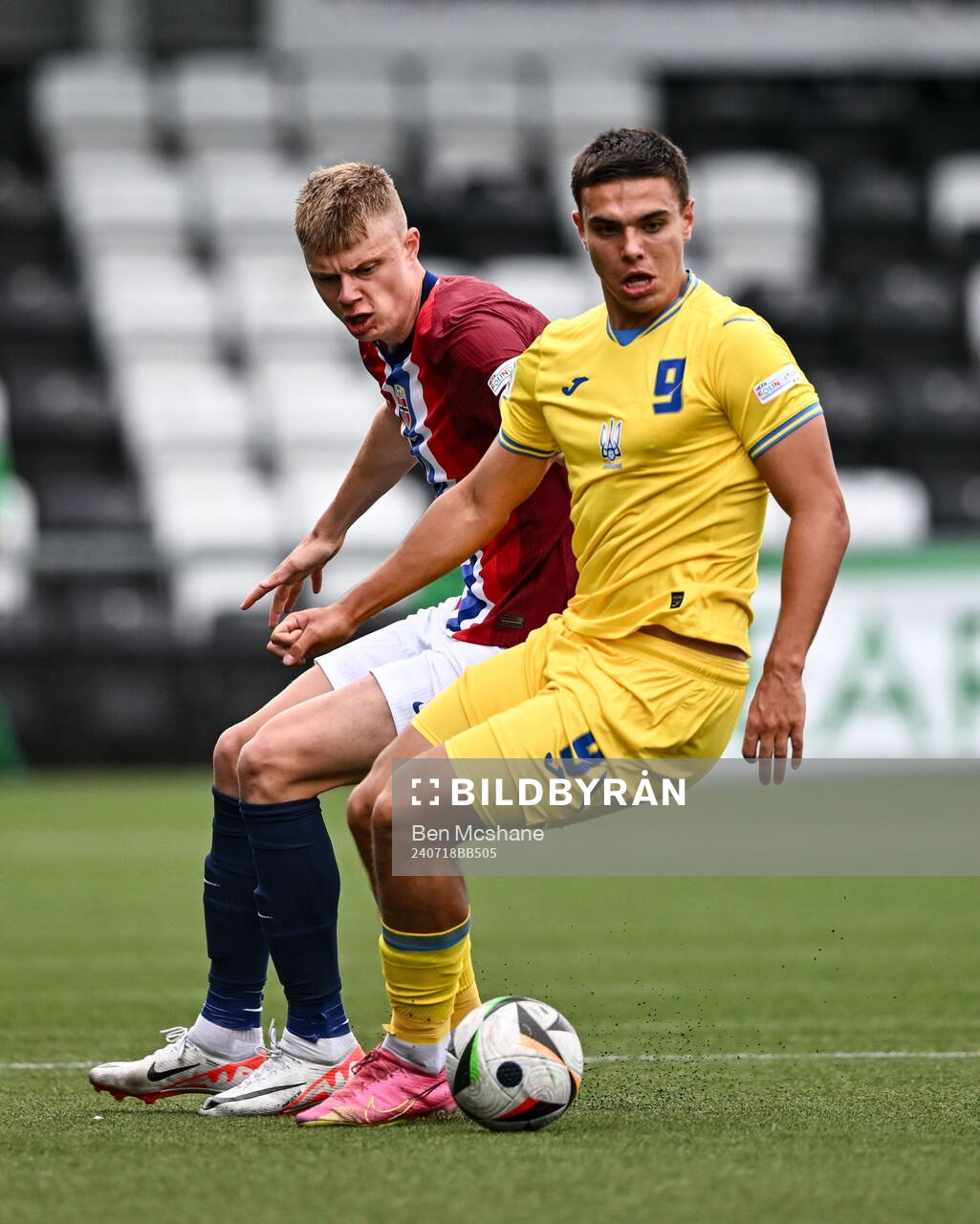 Matvii Ponomarenko of Ukraine in action against Simen Vatne