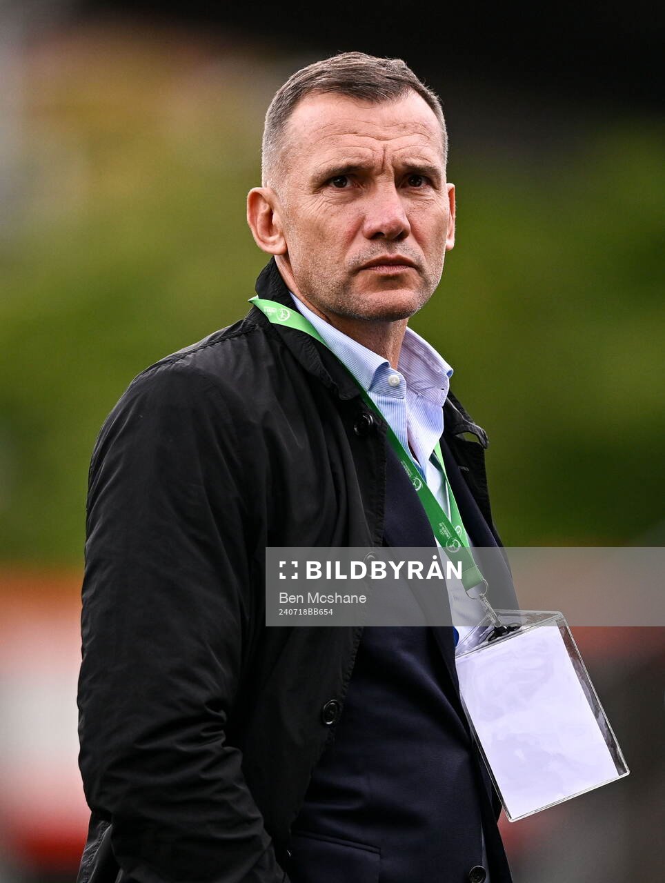 Andriy Shevchenko, President of the Ukrainian Football Association after the UEFA European Under-19 Championship group stage football match between Norway and Ukraine on July 18, 2024 in Belfast.