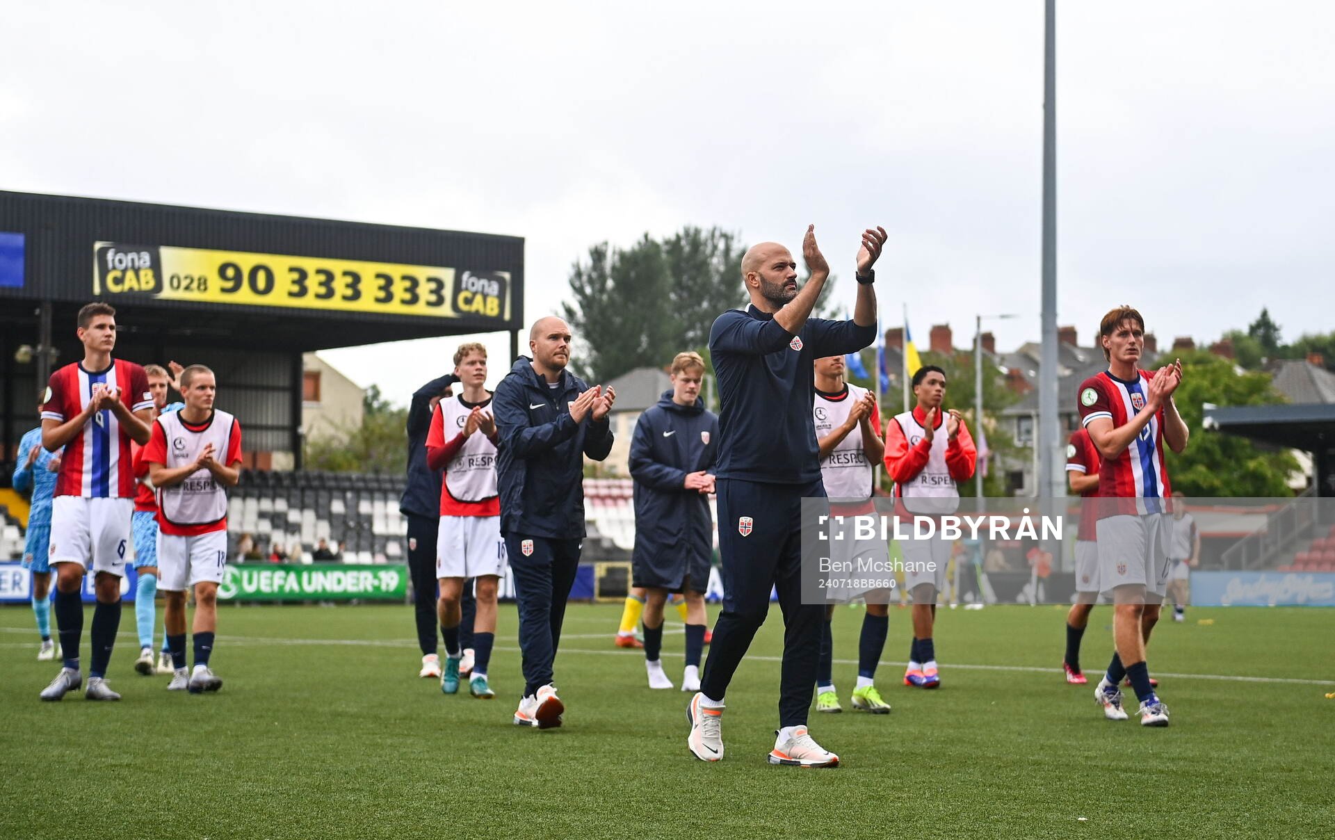 Norway players and staff, including head coach Luis