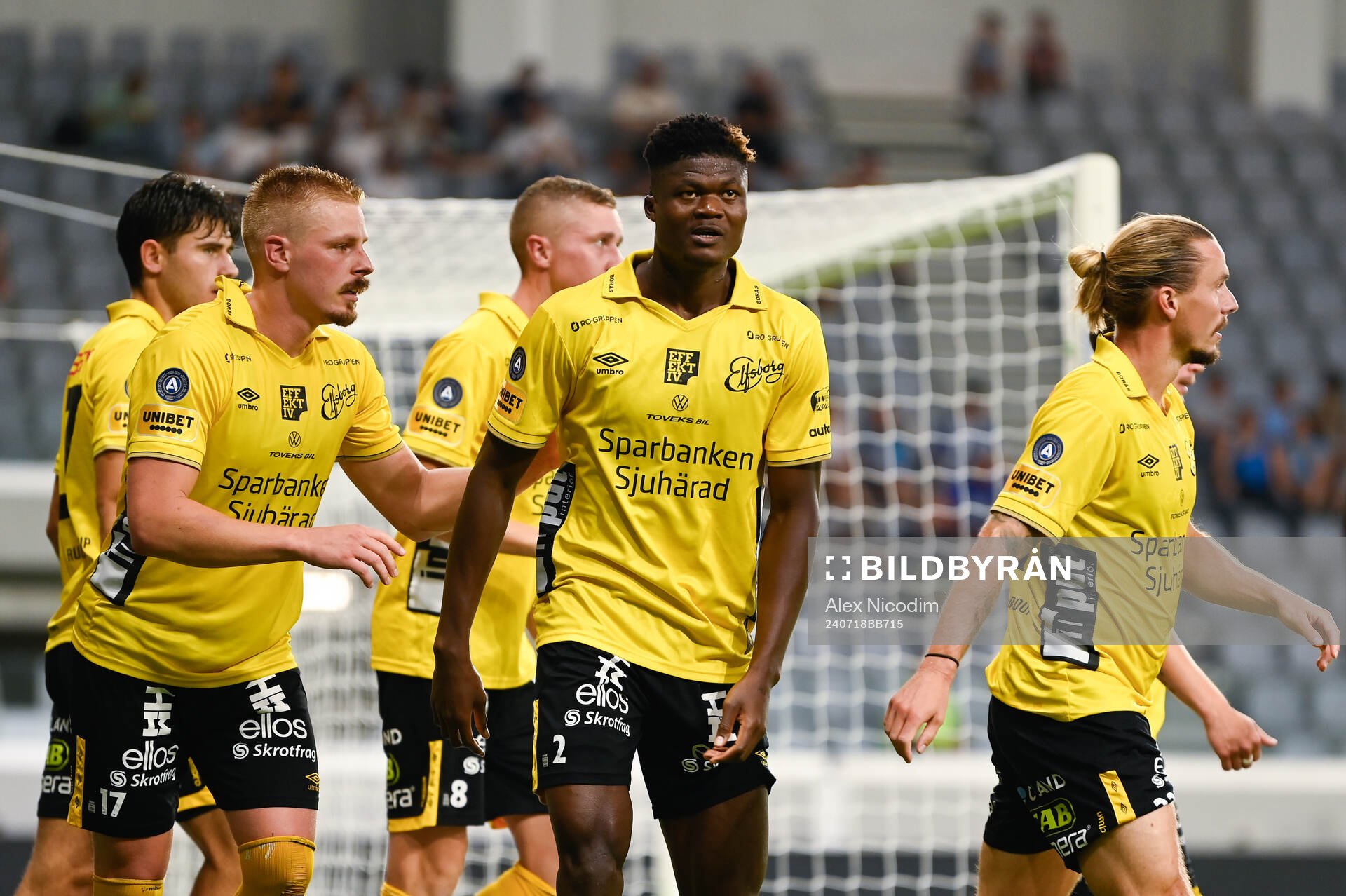 Per Frick , Terry Yegbe and Niklas Hult of Elfsborg