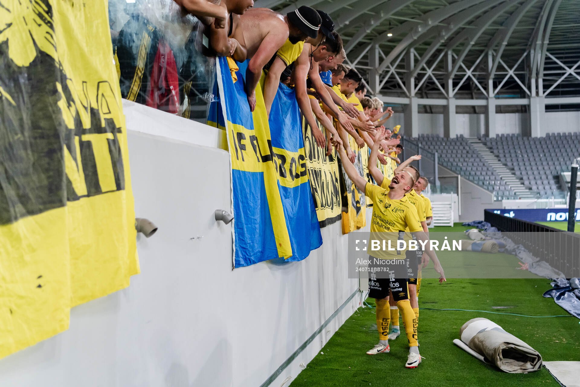 Per Frick of Elfsborg celebrates with fans