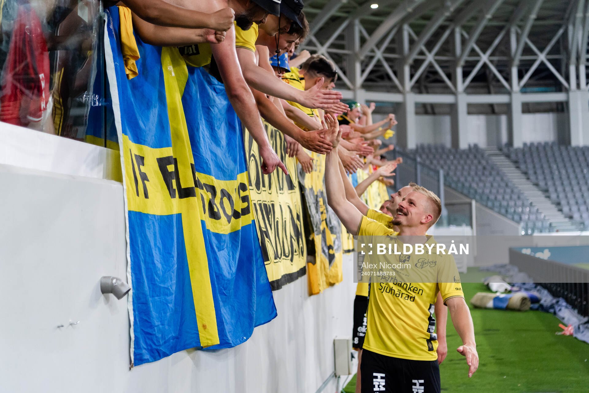 Per Frick of Elfsborg celebrates with fans