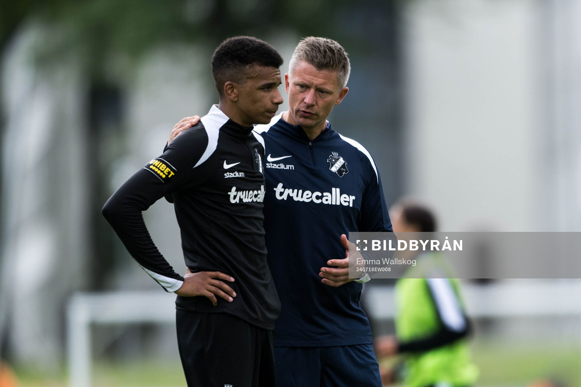 AIKs Rui Manuel Muati Modesto och tränare Mikkjal Thomassen