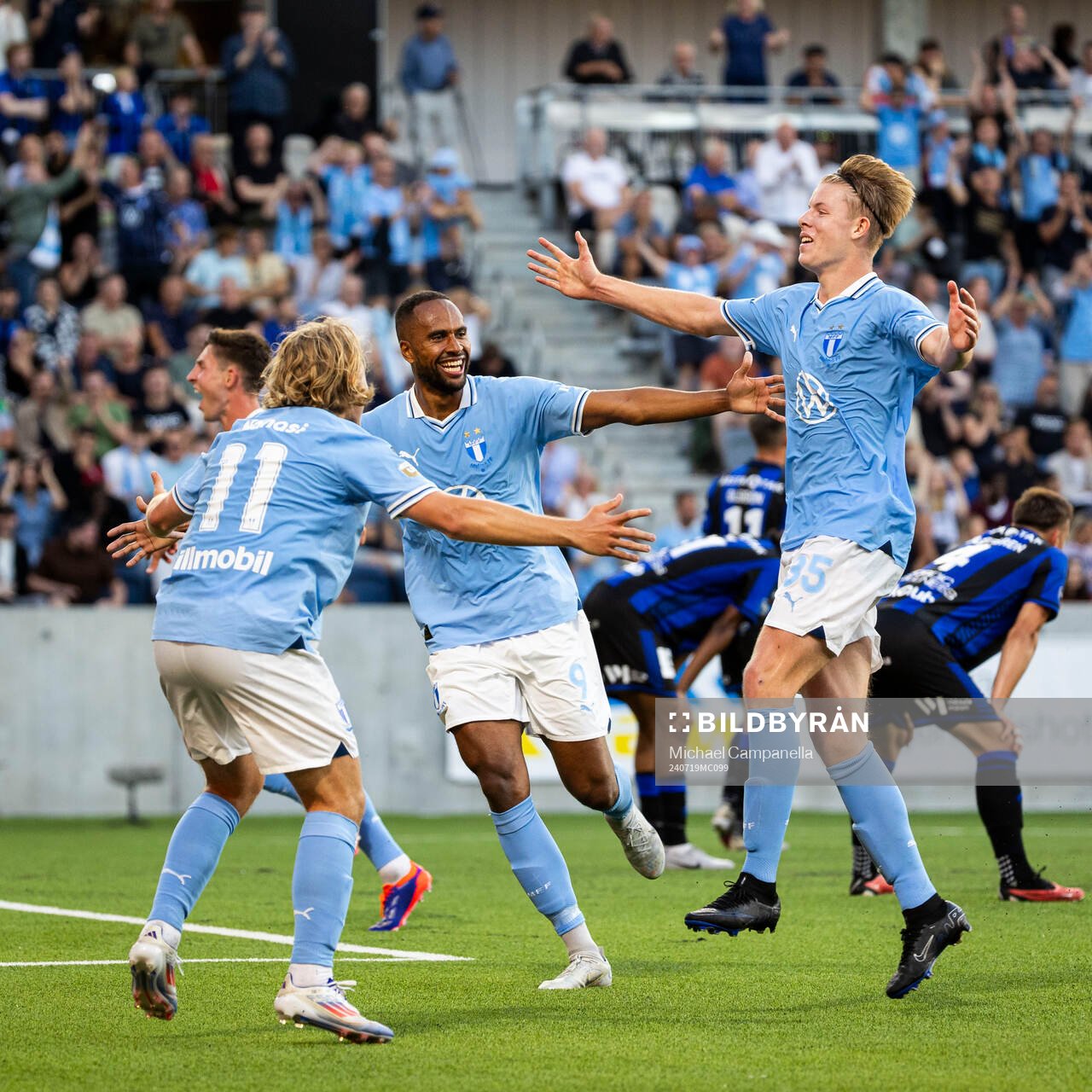 Malmö FFs Nils Zätterström, Sebastian Nanasi, och Isaac