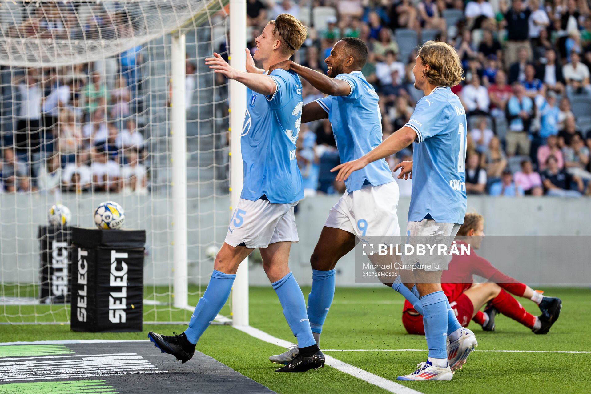 Malmö FFs Nils Zätterström, Sebastian Nanasi, och Isaac
