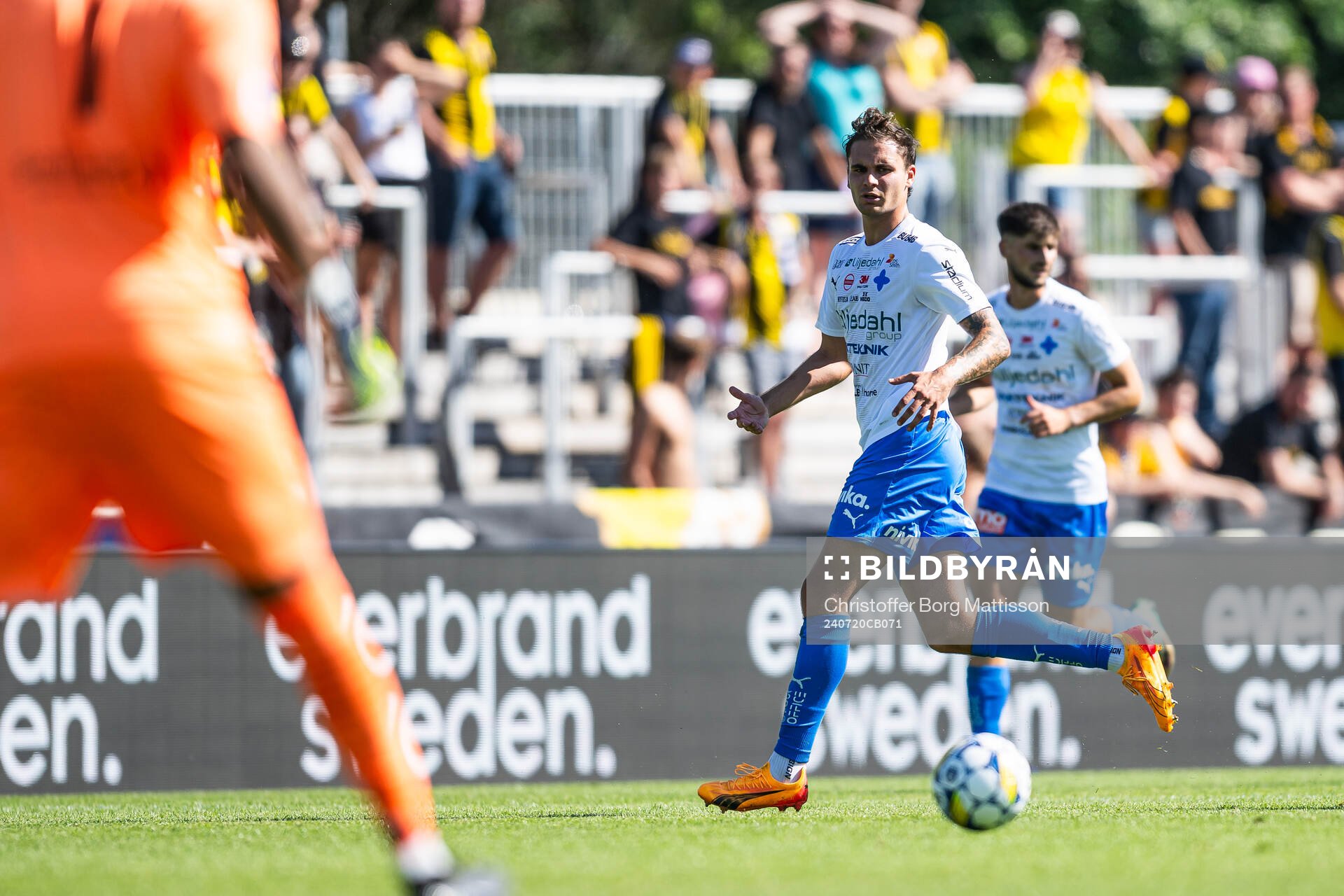 Värnamos Michael Steinwender under fotbollsmatchen i Allsvenskan mellan Värnamo och Häcken den 20 juli 2024 i Värnamo. 