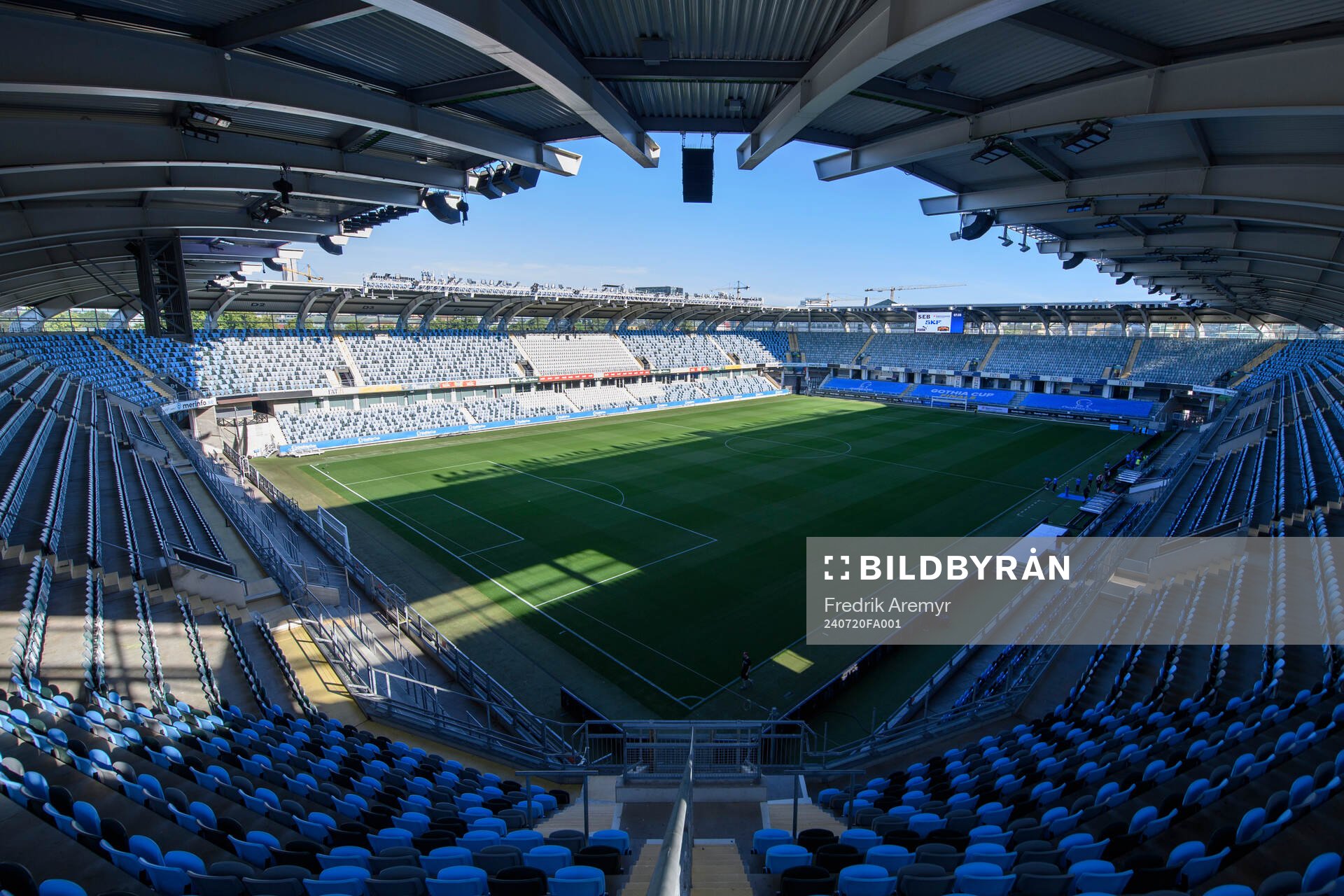 Vybild över Gamla Ullevi inför finalerna i Gothia Cup den 20 juli 2024 i Göteborg. 