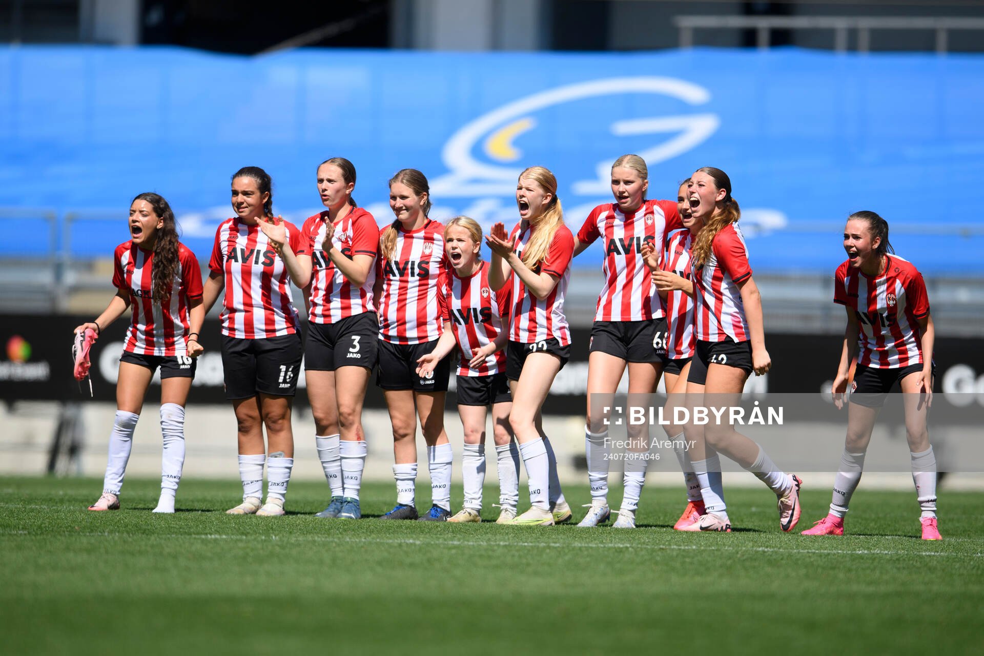 Throtturs spelare jublar efter segern i G16 finalen mellan Throttur och Lerums IS under finalerna i Gothia Cup den 20 juli 2024 i Göteborg. 