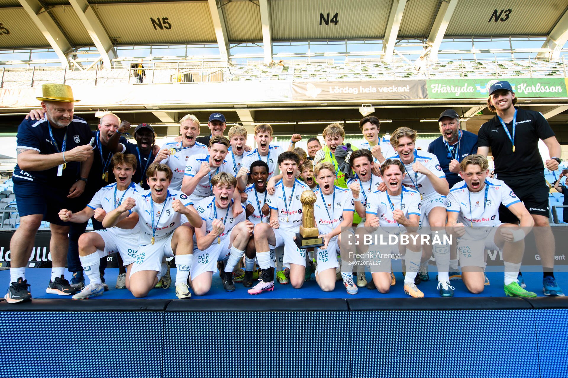  Lillehammers spelare jublar efter B18 finalen mellan Jusball FC och NFK Lillehammer under finalerna i Gothia Cup den 20 juli 2024 i Göteborg. 