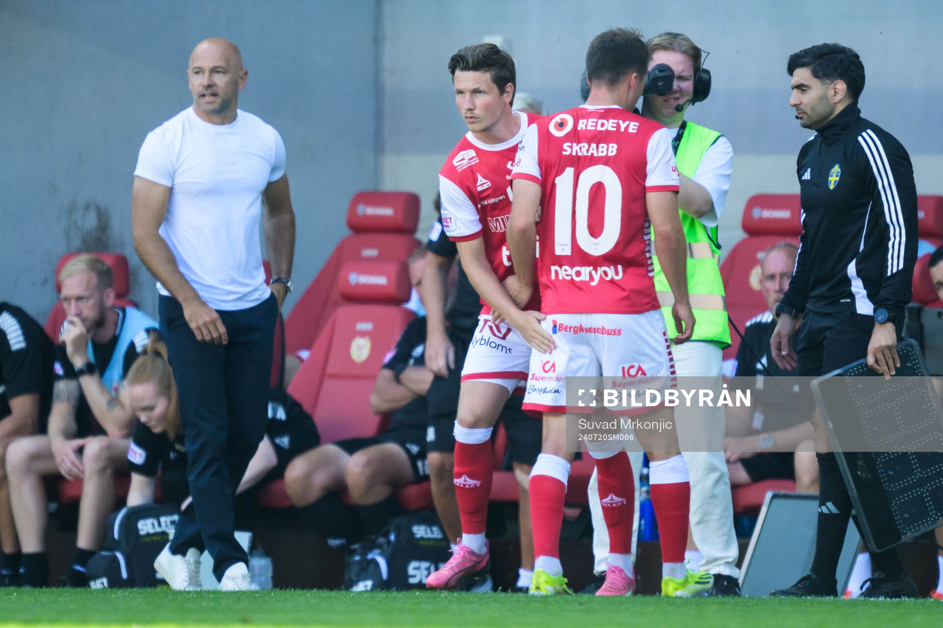 Kalmars tränare Stefan Larsson, Max Svensson och Simon