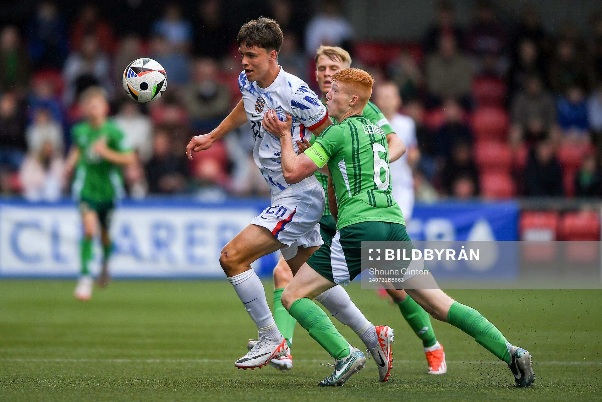 Daniel Braut of Norway is tackled by Gallagher Lennon of