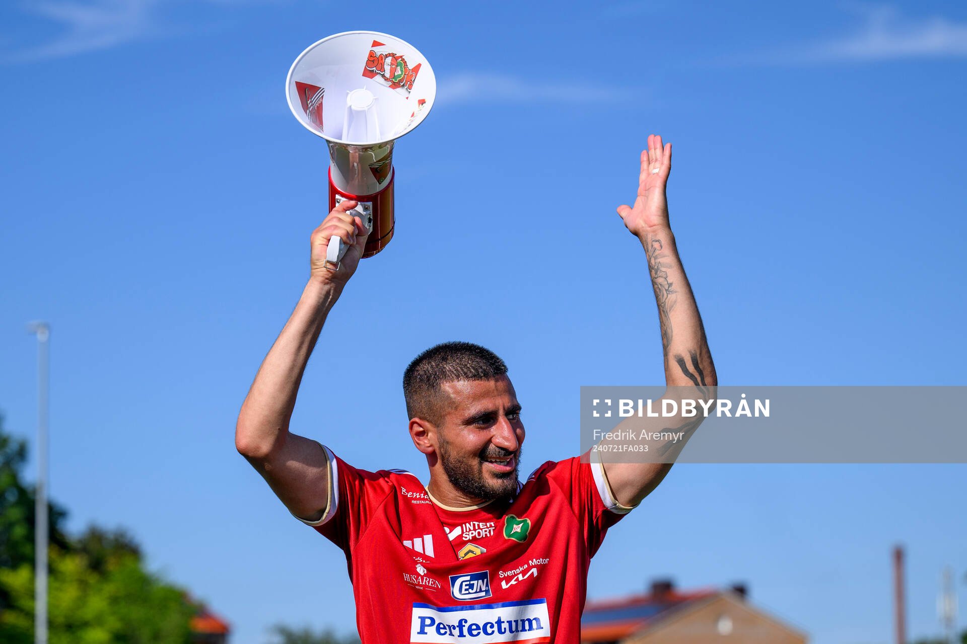 Skövde AIKs Elmar Abraham jublar