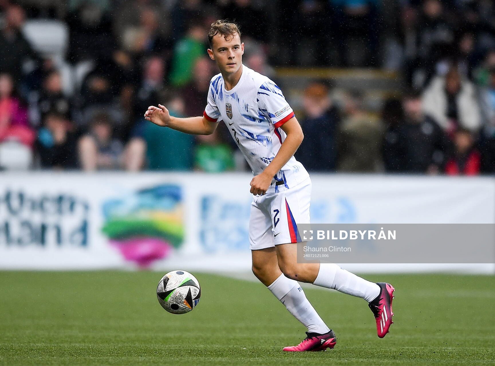 Filip Loftesnes-Bjune of Norway during the UEFA European Under-19 Championship group stage football match between Northern Ireland and Norway on July 21, 2024 in Belfast.