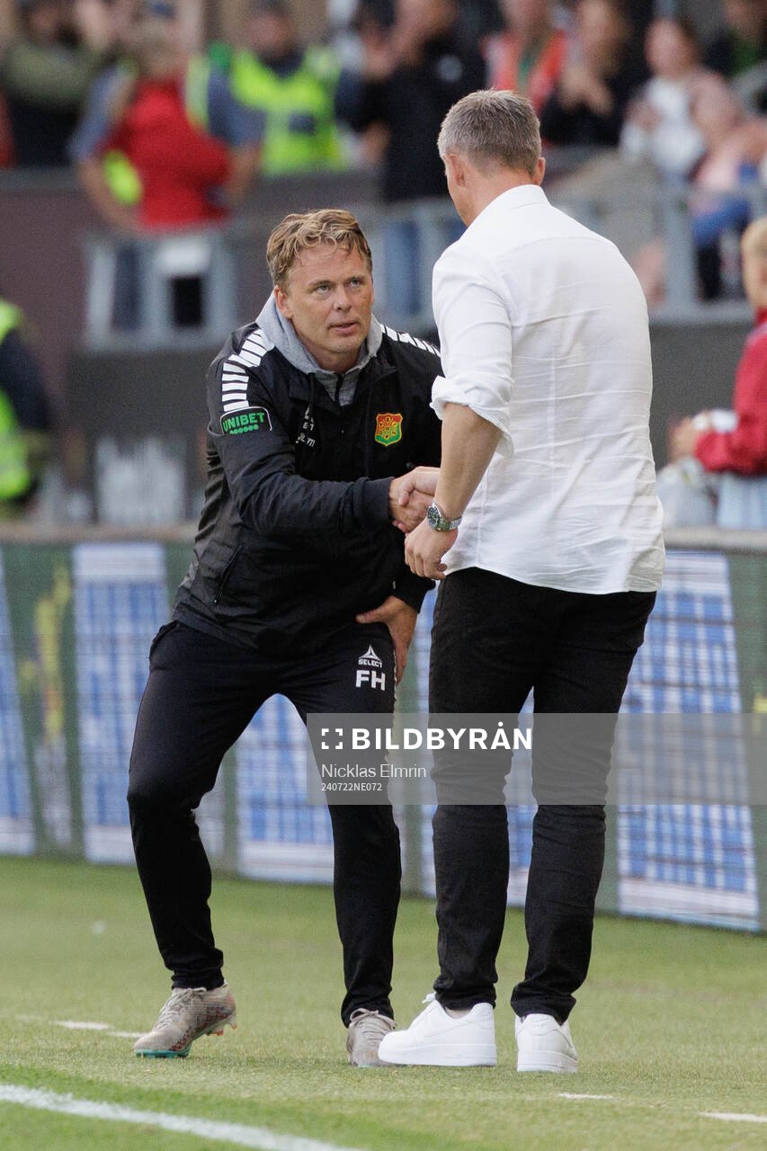 GAISs tränare Fredrik Holmberg och AIKs tränare Mikkjal