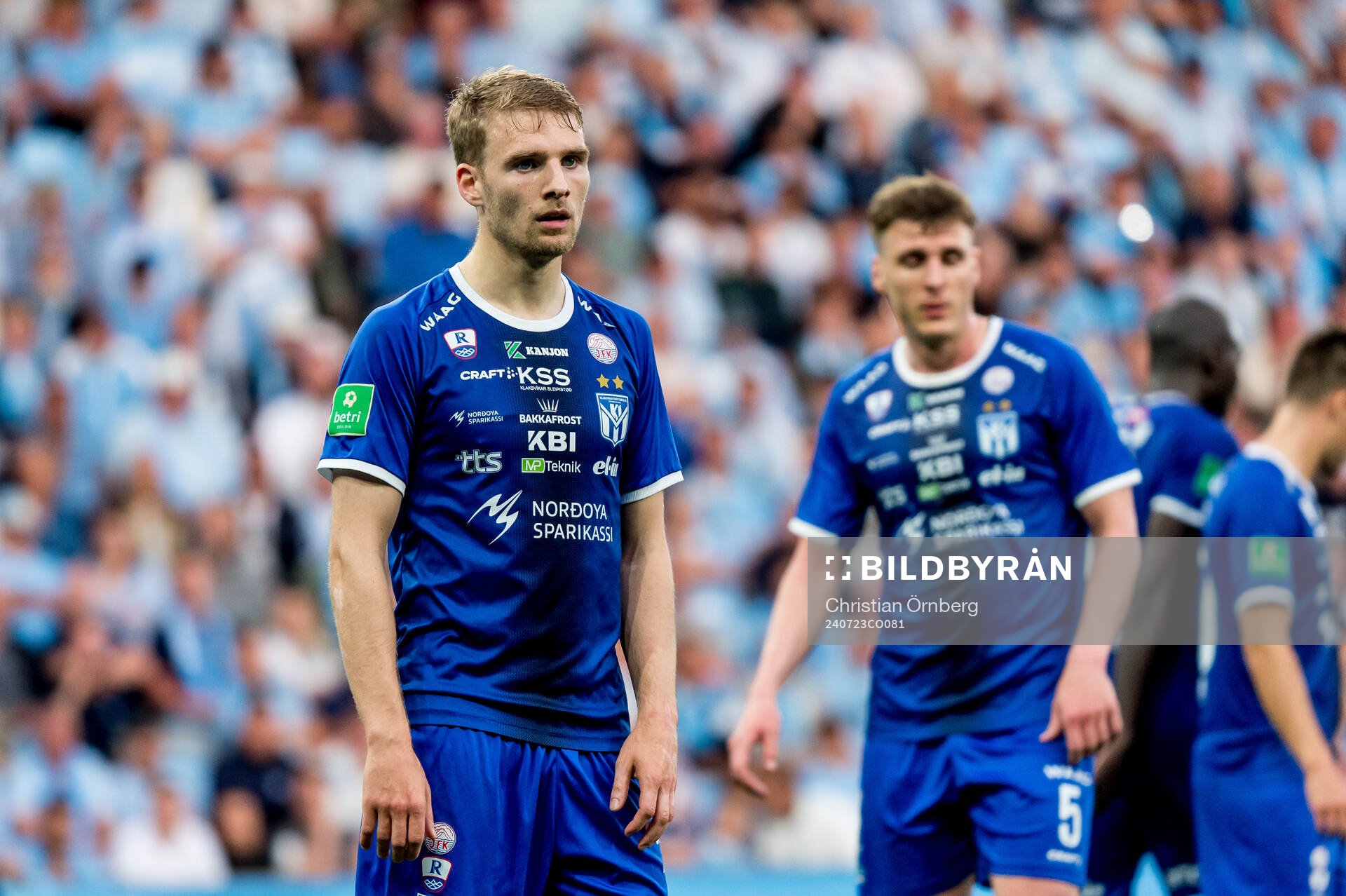 Joannes Danielsen of Klaksvik looks dejected