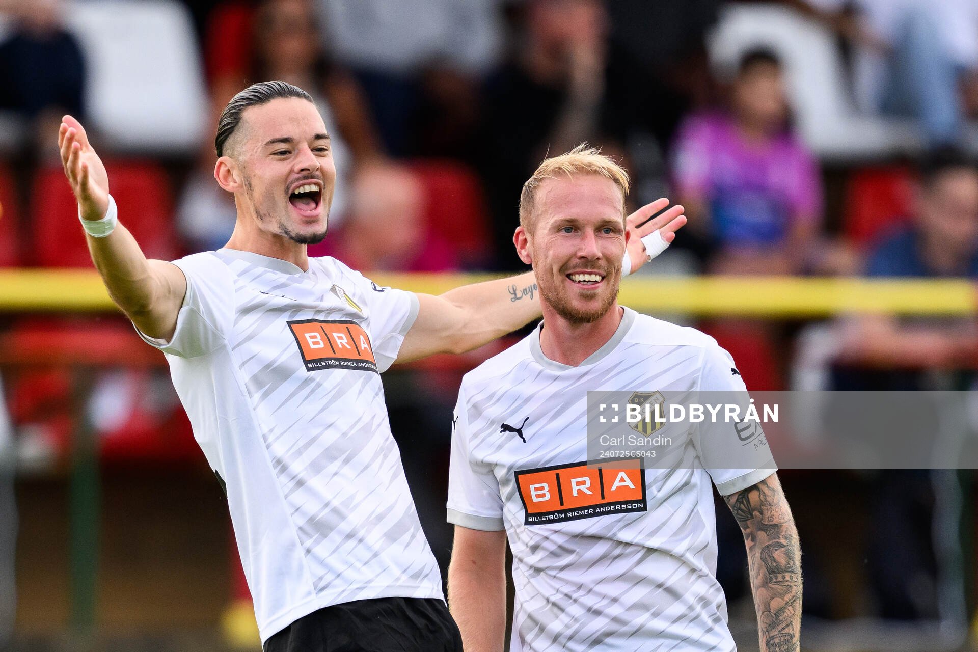 Amor Layouni and Mikkel Rygaard Jensen of Häcken celebrate