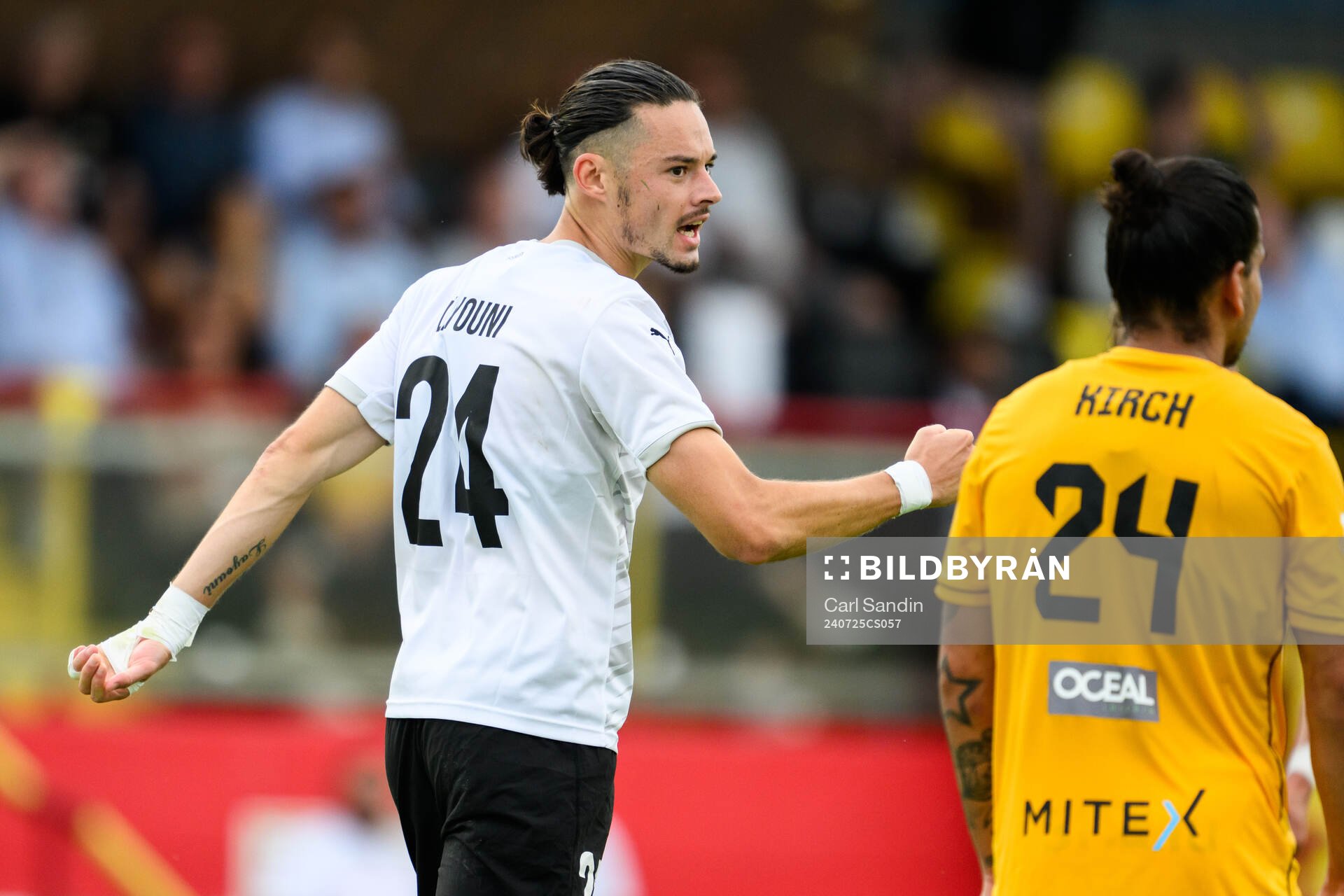 Amor Layouni of Häcken celebrates after the 2-4 goal during the UEFA Conference League football match between Diddeleng and Häcken on July 25, 2024 in Dudelange.