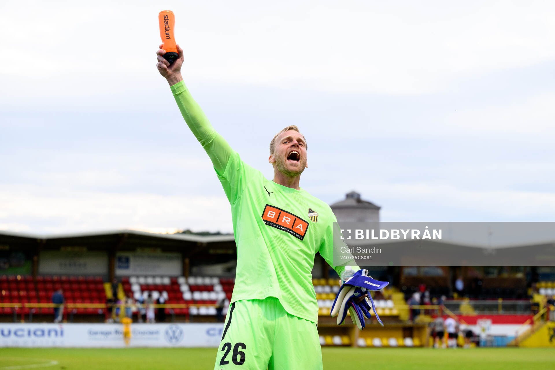 Goalkeeper Peter Abrahamsson of Häcken celebrates