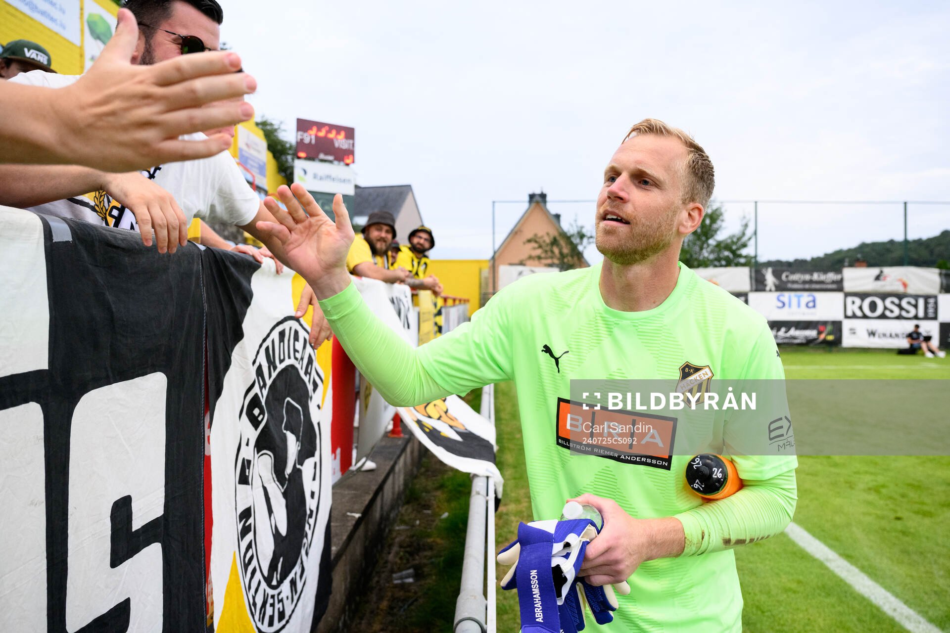 Goalkeeper Peter Abrahamsson of Häcken celebrates